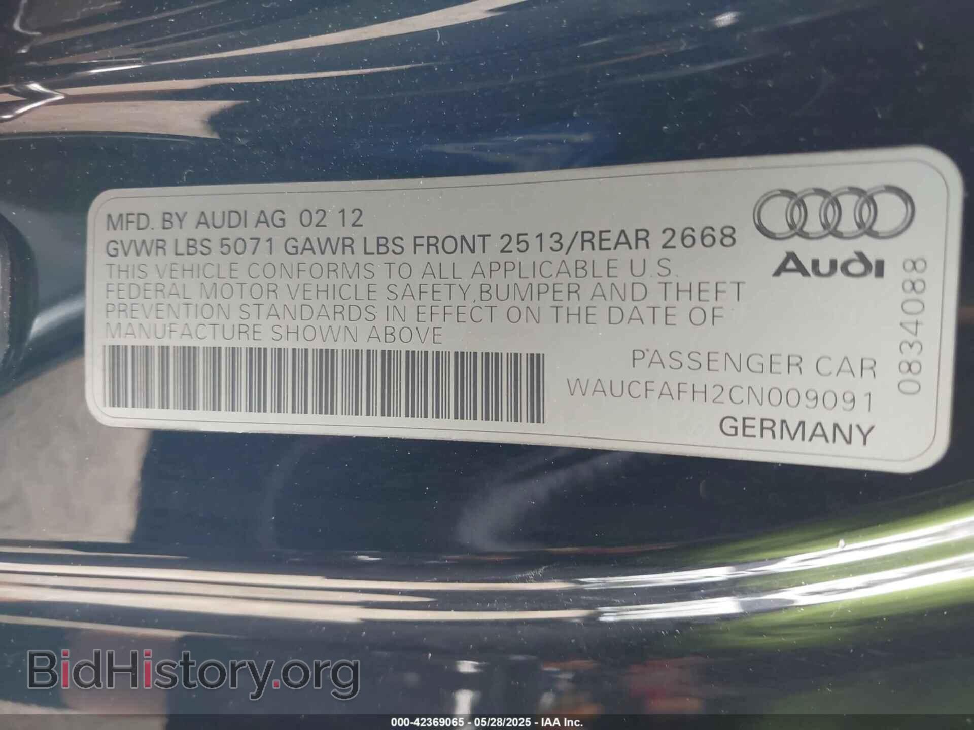 2012 AUDI A5 - VIN: WAUCFAFH2CN009091 - Фото 9