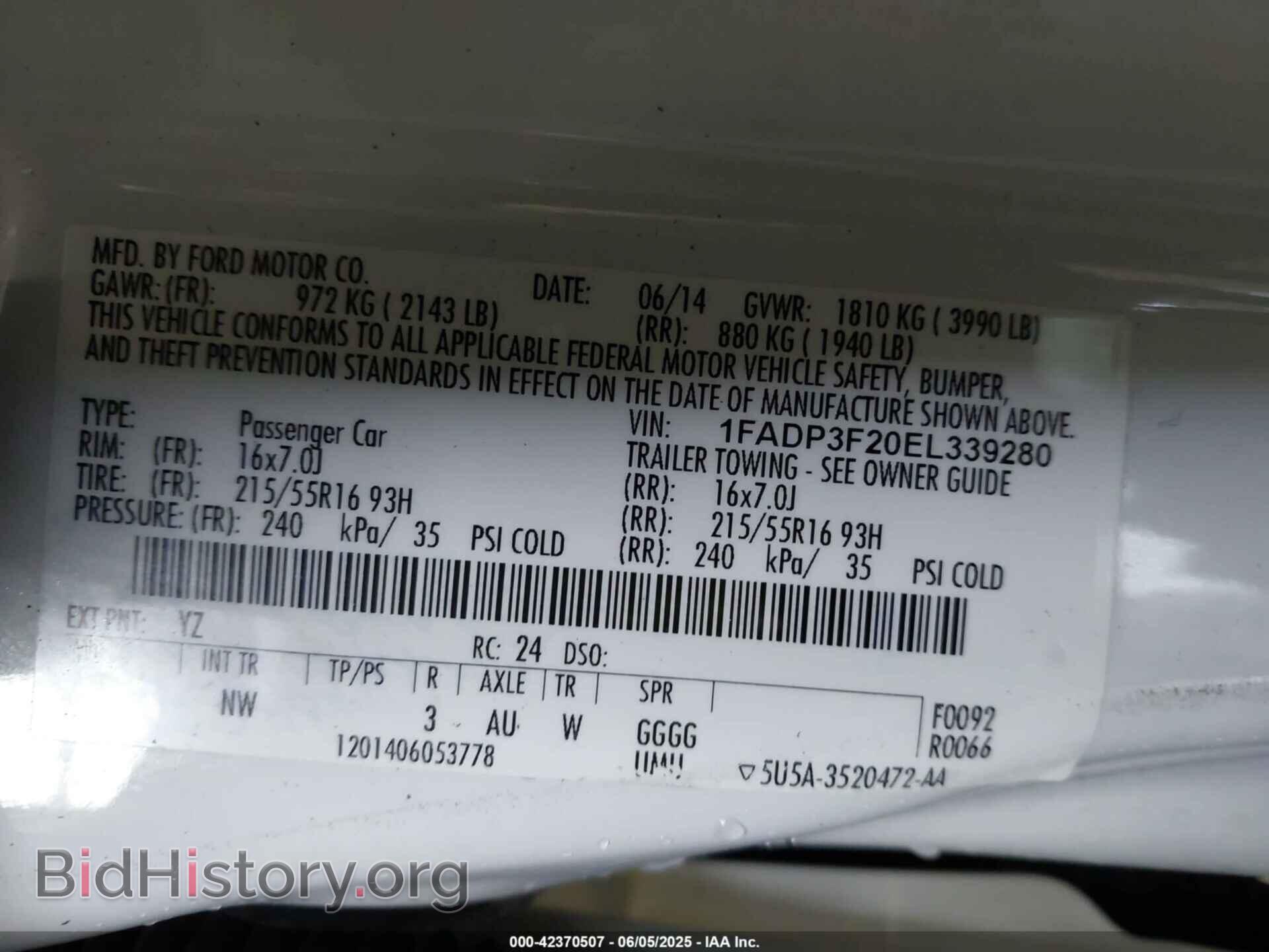 2014 FORD FOCUS - VIN: 1FADP3F20EL339280 - Фото 9