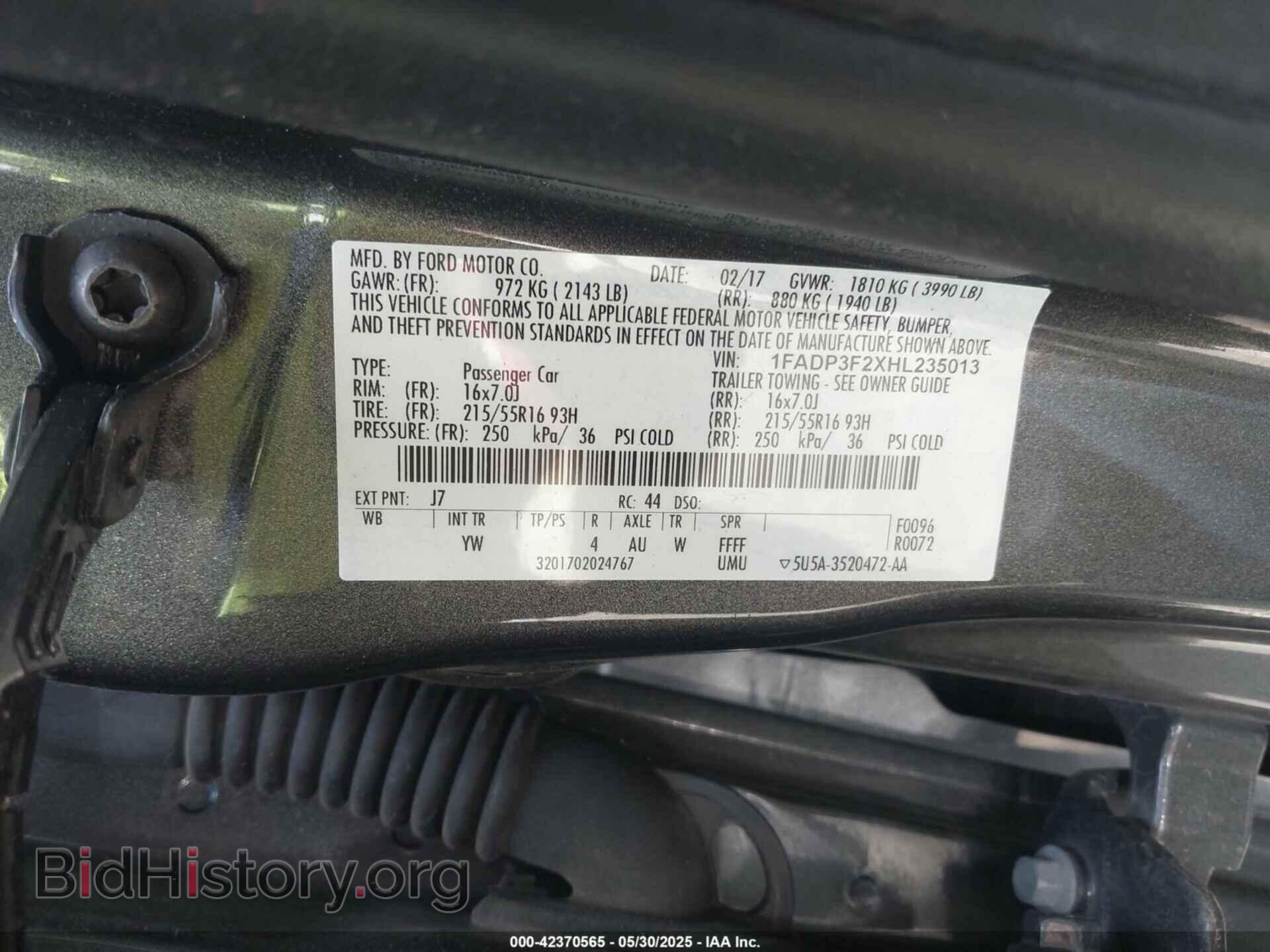 2017 FORD FOCUS - VIN: 1FADP3F2XHL235013 - Фото 9