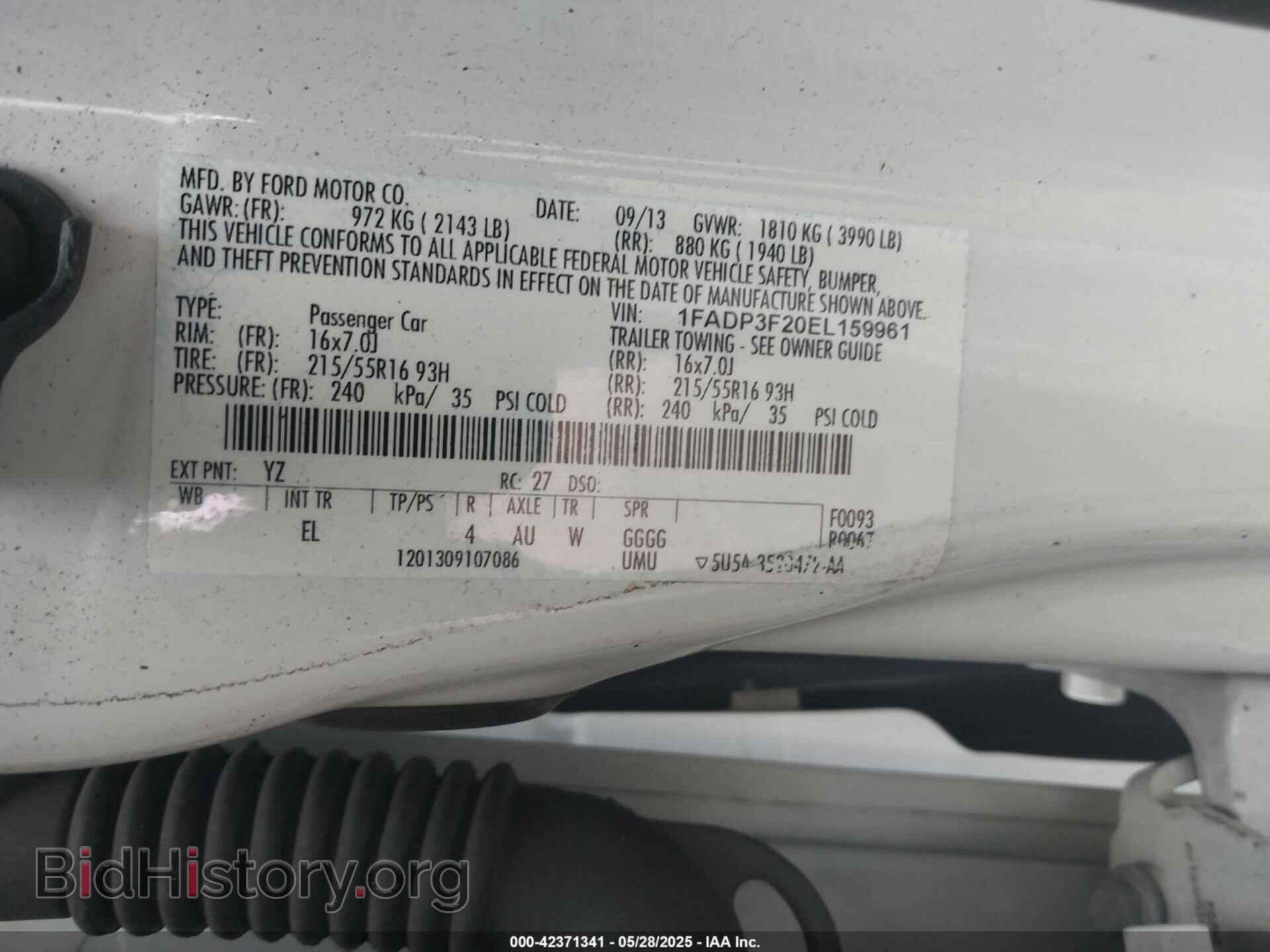 2014 FORD FOCUS - VIN: 1FADP3F20EL159961 - Фото 9