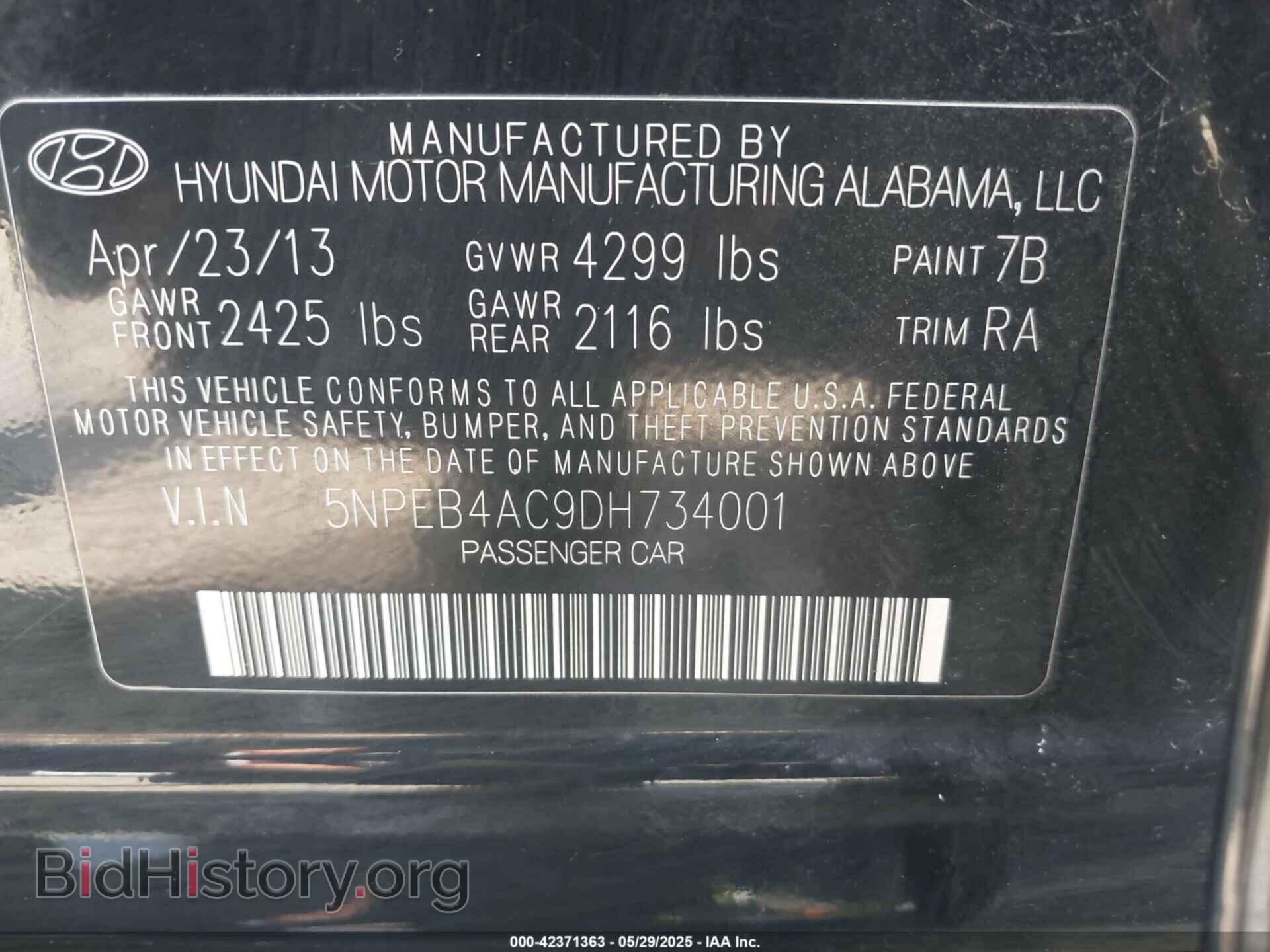 2013 HYUNDAI SONATA - VIN: 5NPEB4AC9DH734001 - Фото 9