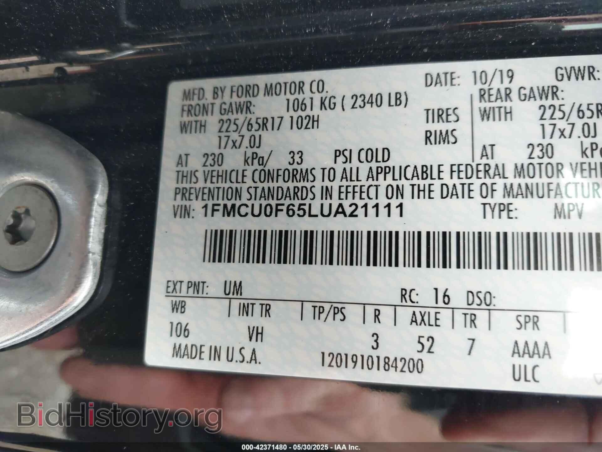 2020 FORD ESCAPE - VIN: 1FMCU0F65LUA21111 - Photo 9