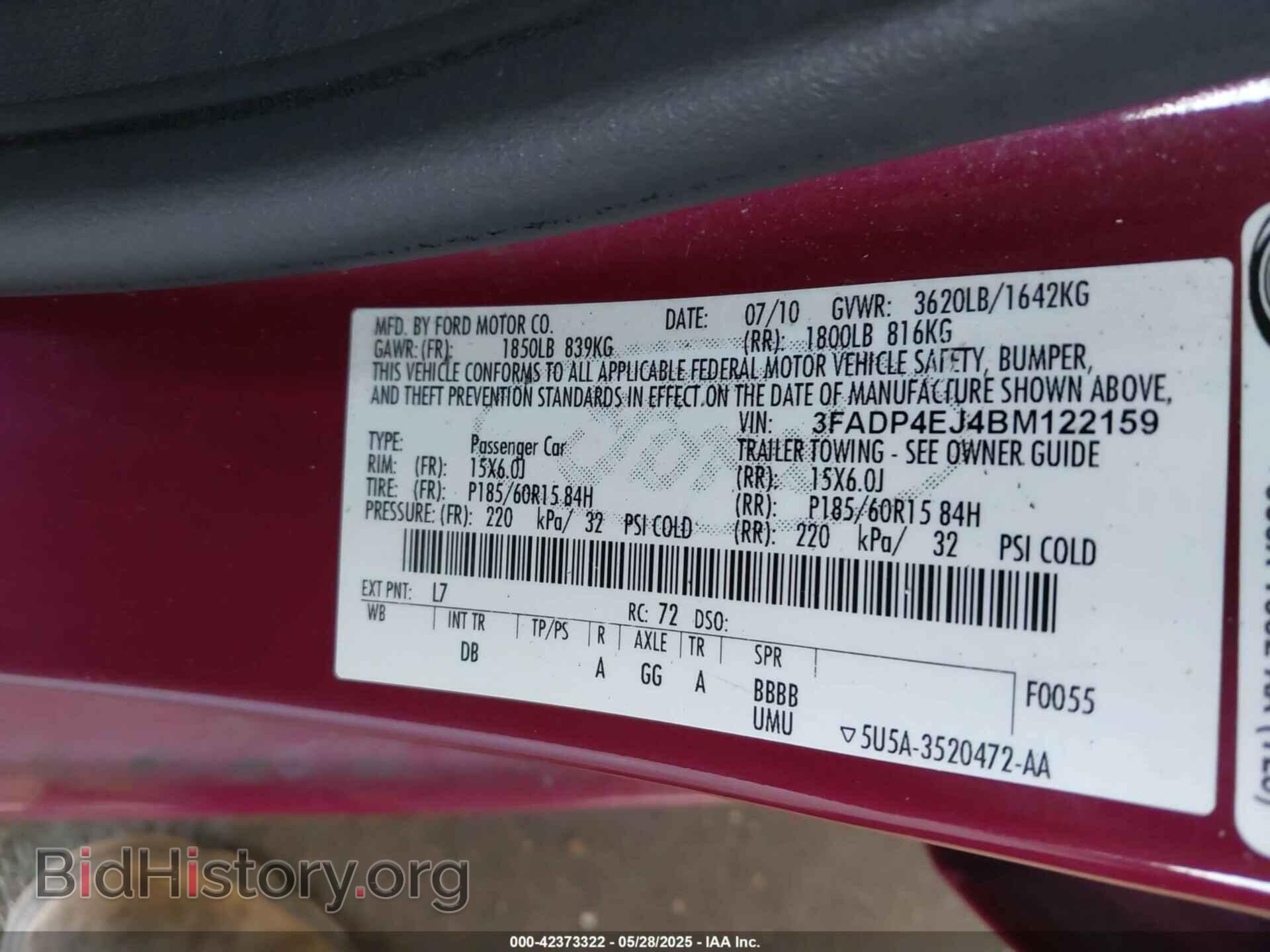 2011 FORD FIESTA - VIN: 3FADP4EJ4BM122159 - Фото 9