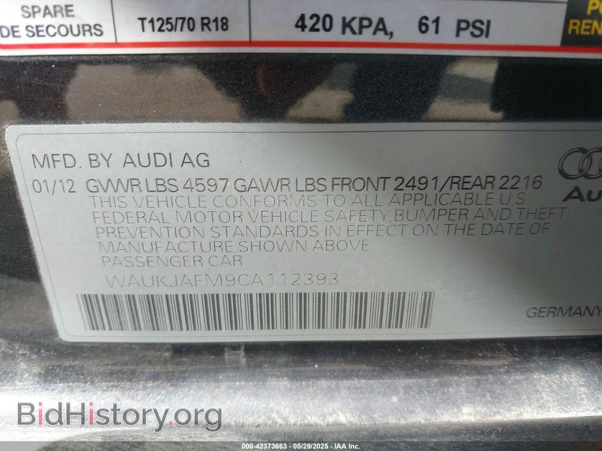 2012 AUDI A3 - VIN: WAUKJAFM9CA112393 - Фото 9