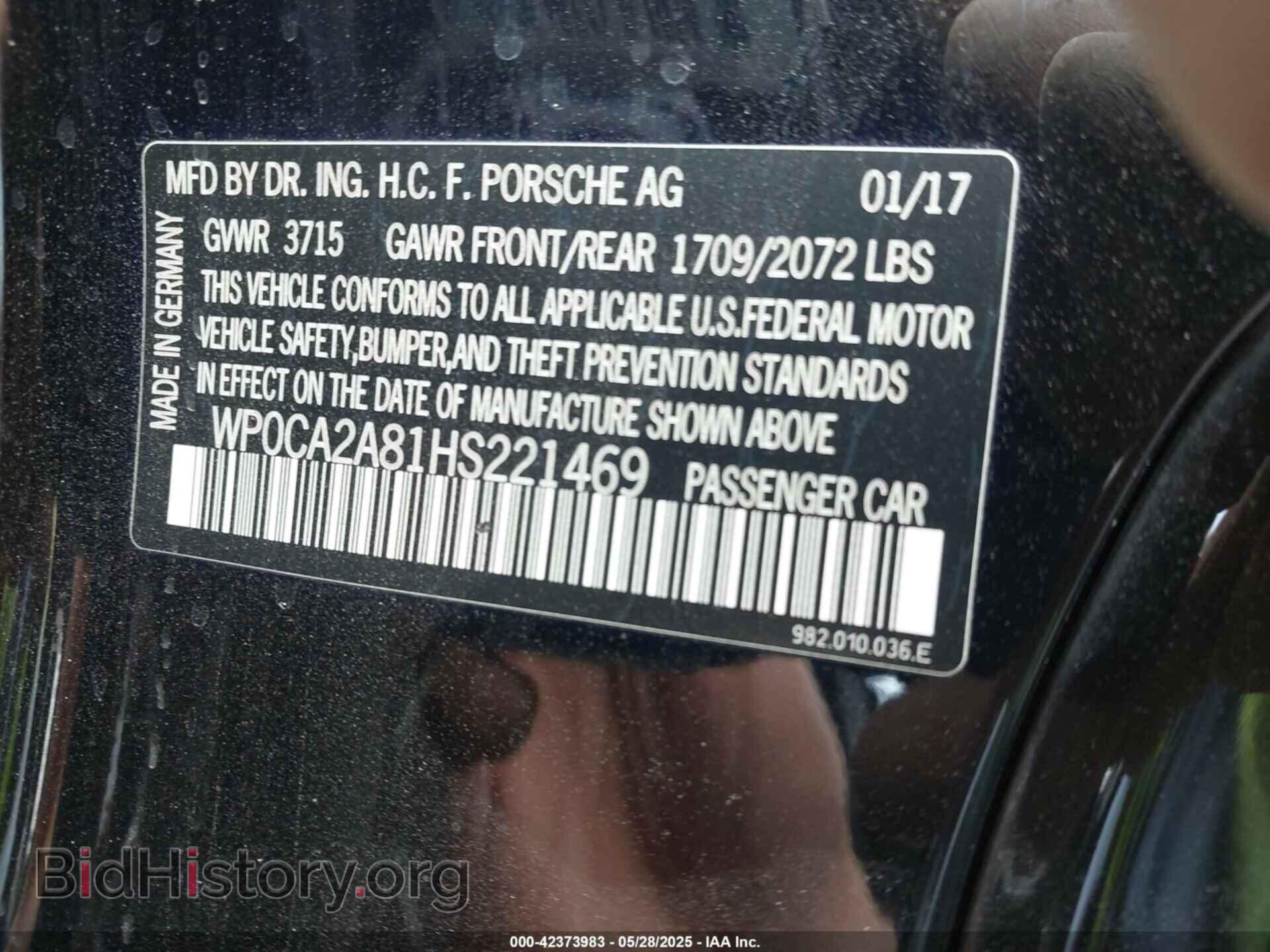 2017 PORSCHE 718 BOXSTER - VIN: WP0CA2A81HS221469 - Фото 9