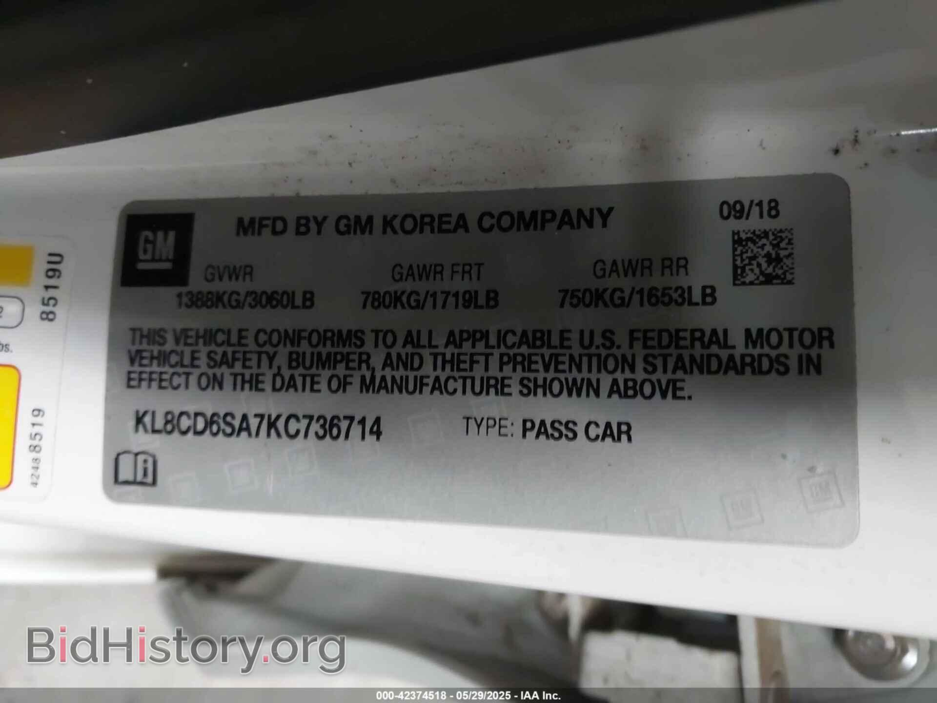 2019 CHEVROLET SPARK - VIN: KL8CD6SA7KC736714 - Фото 9