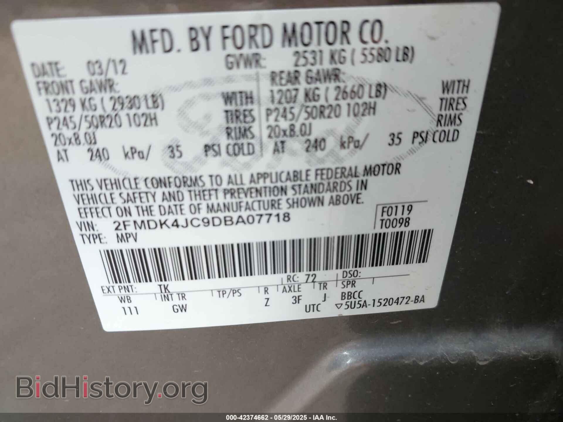 2013 FORD EDGE - VIN: 2FMDK4JC9DBA07718 - Photo 9