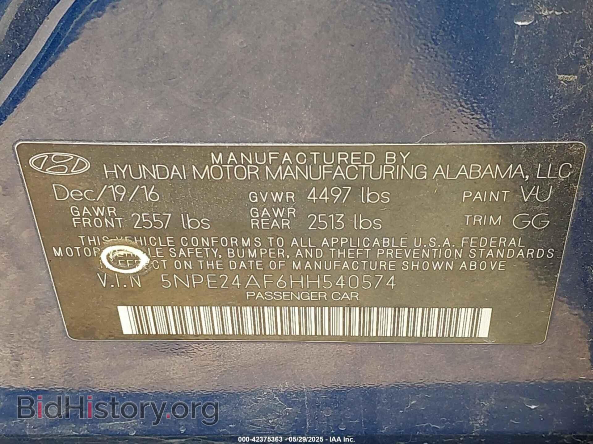 2017 HYUNDAI SONATA - VIN: 5NPE24AF6HH540574 - Фото 9