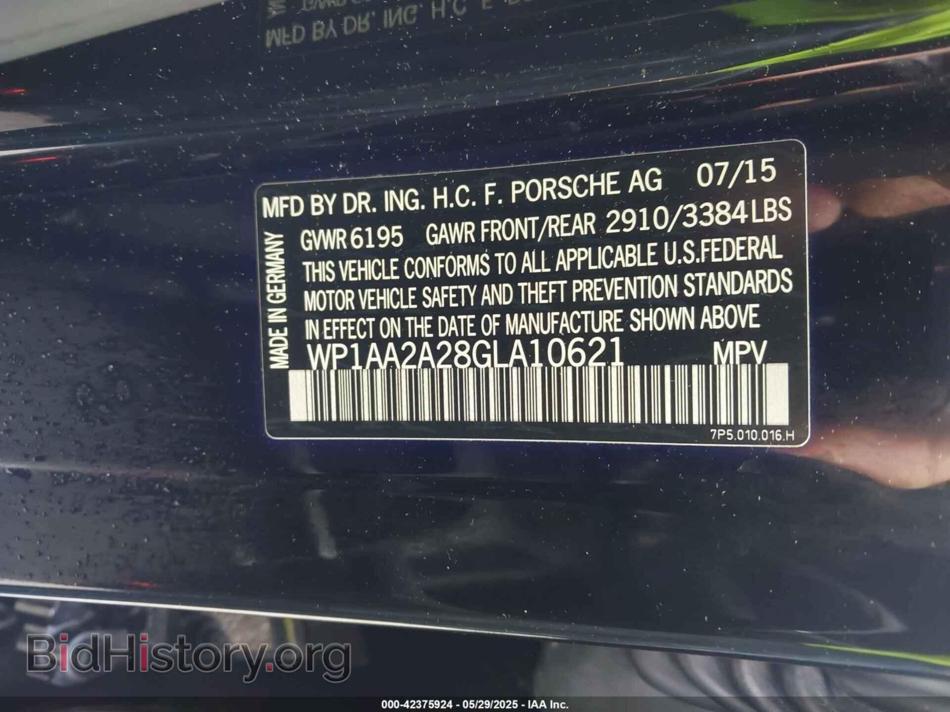 2016 PORSCHE CAYENNE - VIN: WP1AA2A28GLA10621 - Фото 9