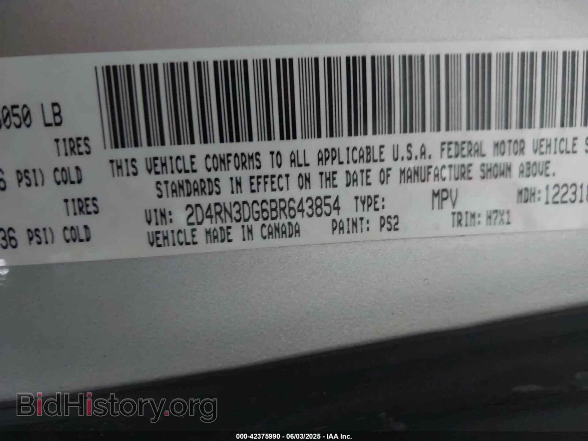 2011 DODGE GRAND CARAVAN - VIN: 2D4RN3DG6BR643854 - Фото 9