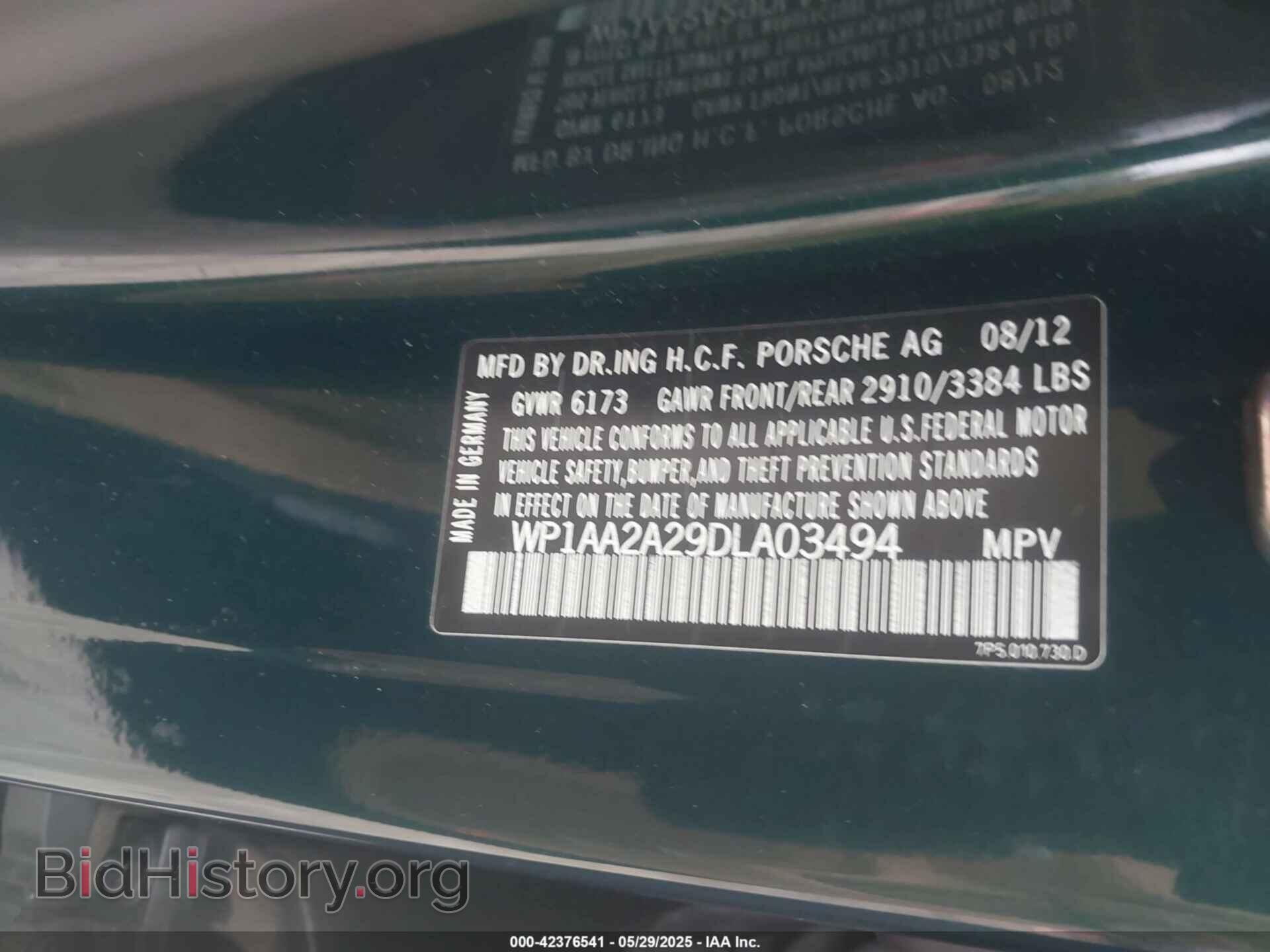 2013 PORSCHE CAYENNE - VIN: WP1AA2A29DLA03494 - Фото 9
