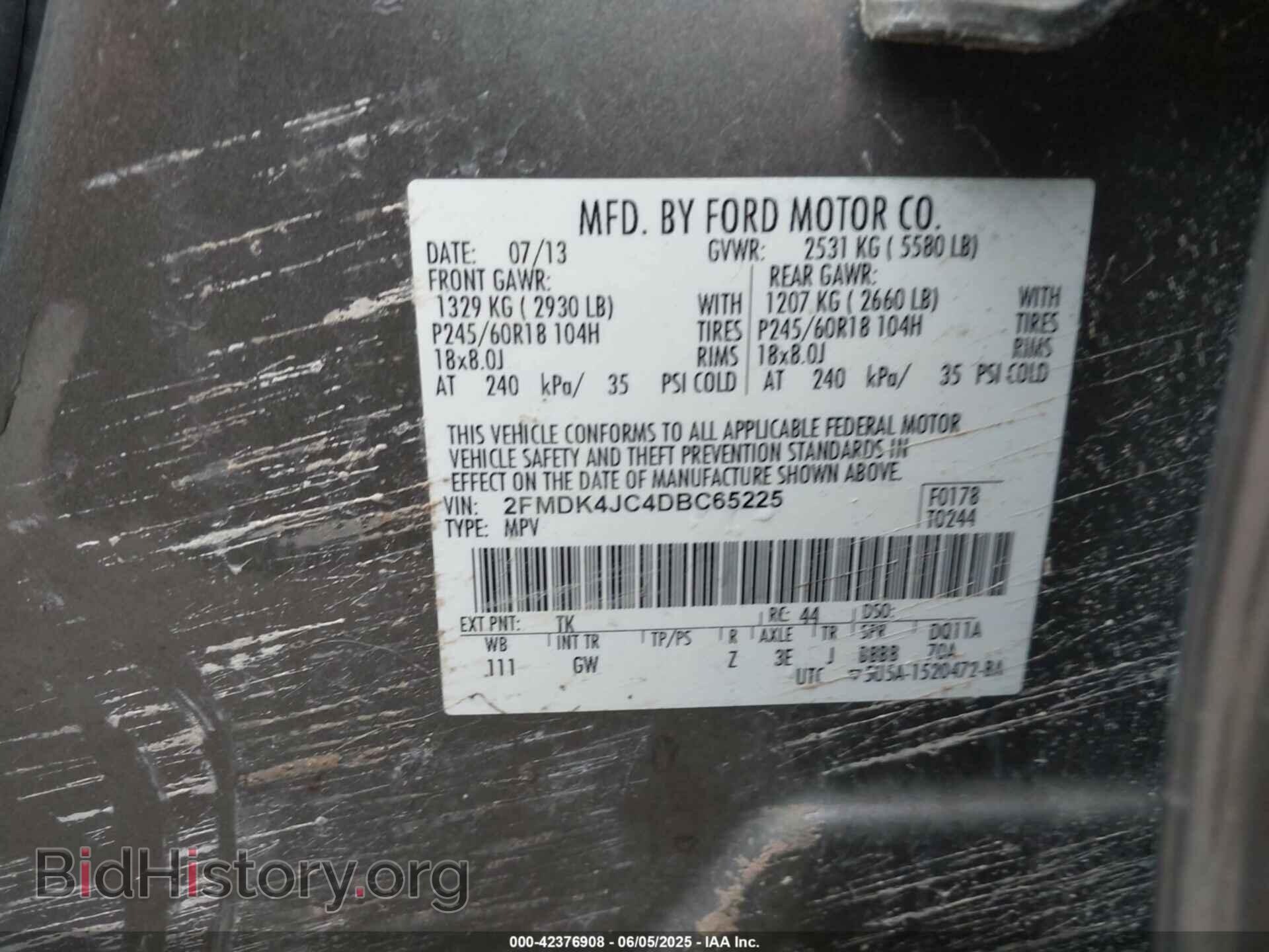 2013 FORD EDGE - VIN: 2FMDK4JC4DBC65225 - Фото 9