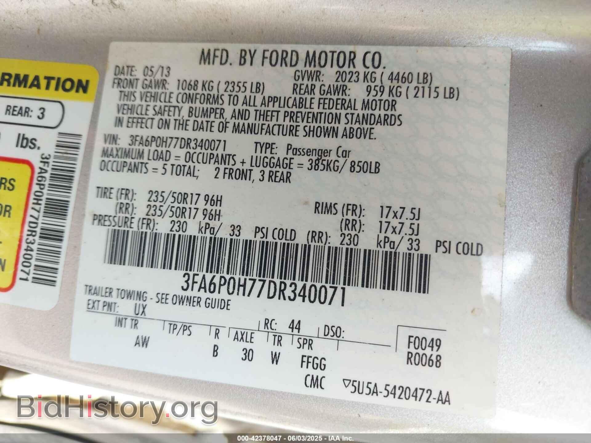 2013 FORD FUSION - VIN: 3FA6P0H77DR340071 - Фото 9