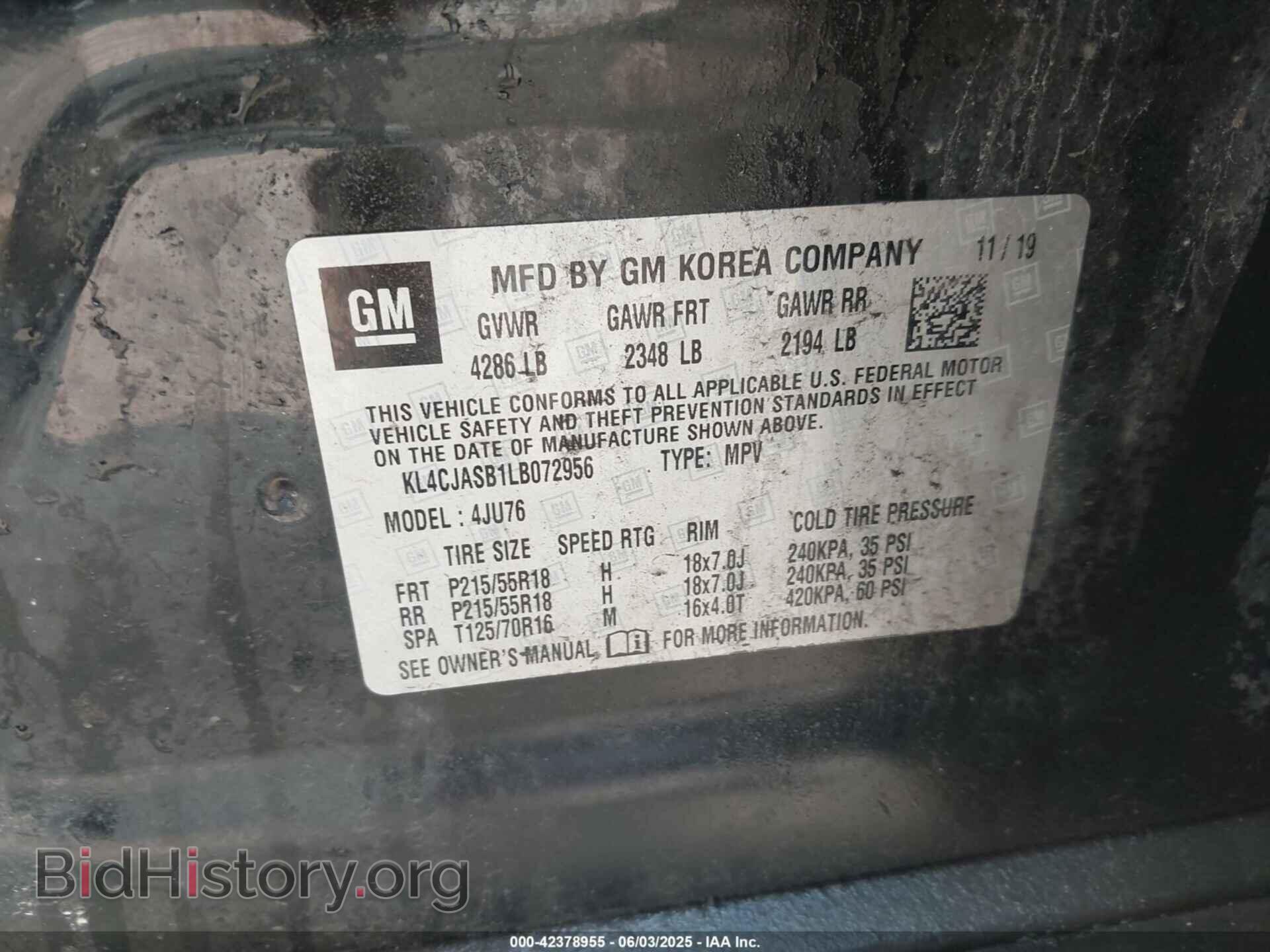 2020 BUICK ENCORE - VIN: KL4CJASB1LB072956 - Фото 9