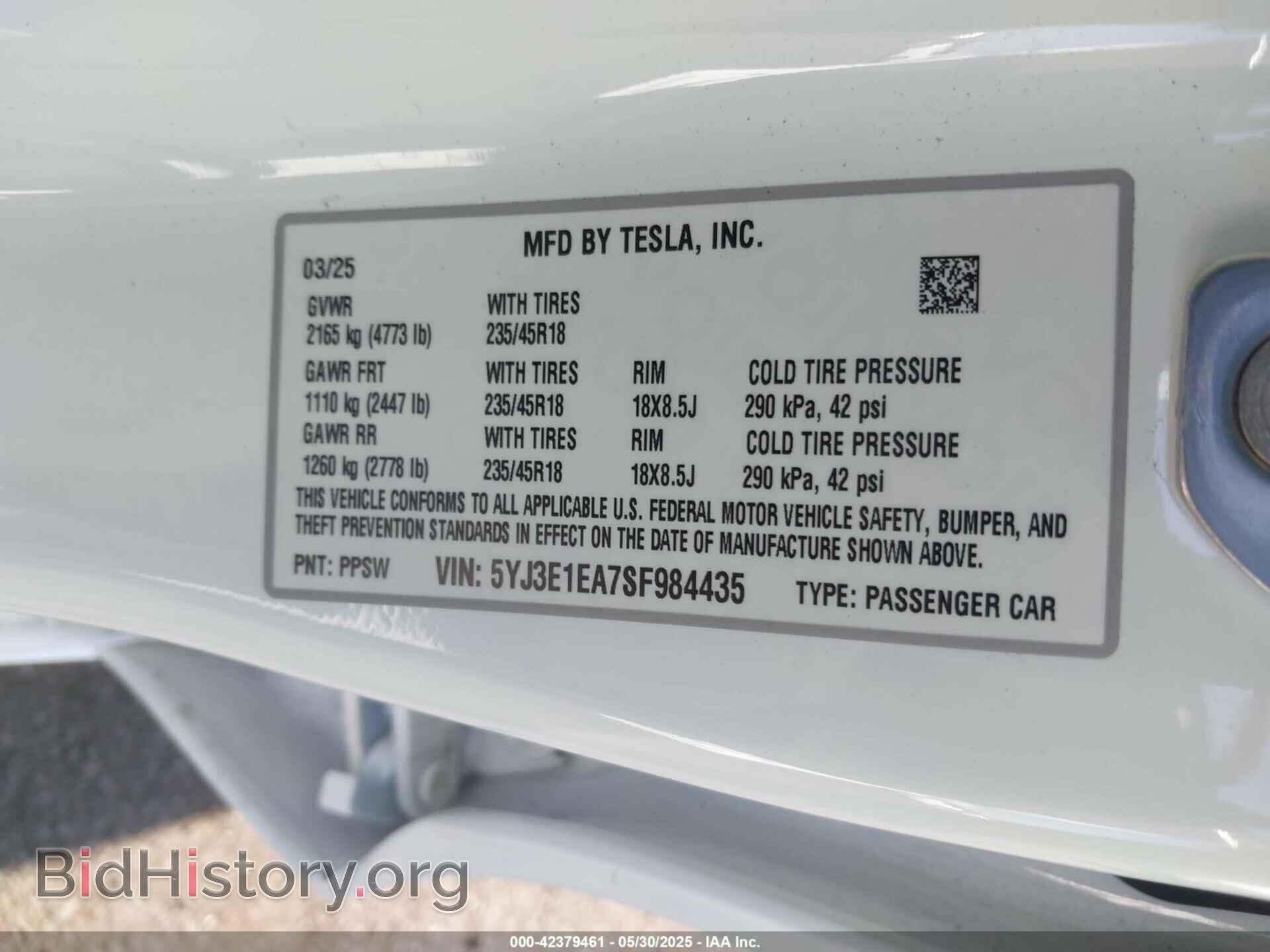 2025 TESLA MODEL 3 - VIN: 5YJ3E1EA7SF984435 - Photo 9