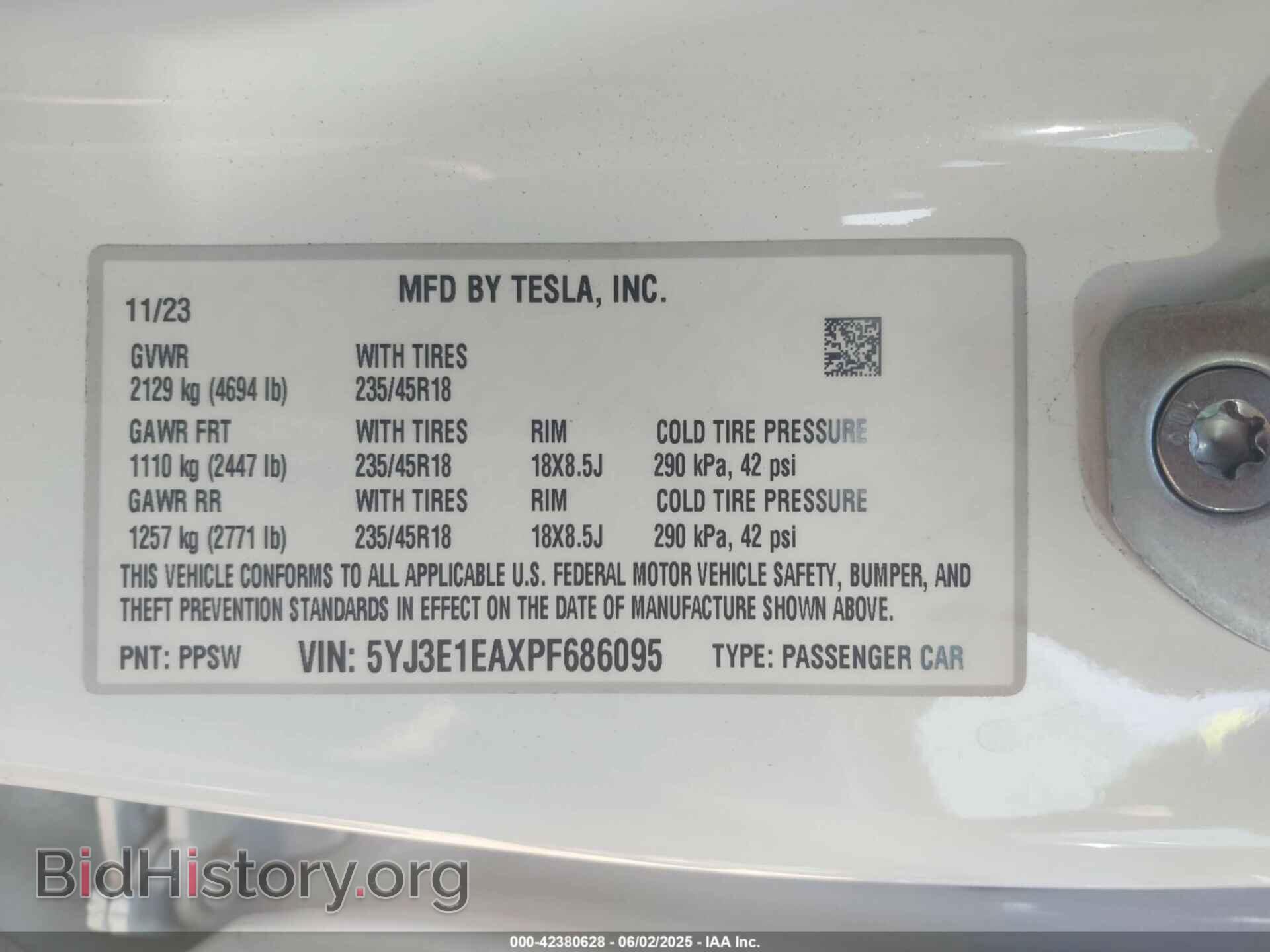 2023 TESLA MODEL 3 - VIN: 5YJ3E1EAXPF686095 - Фото 9