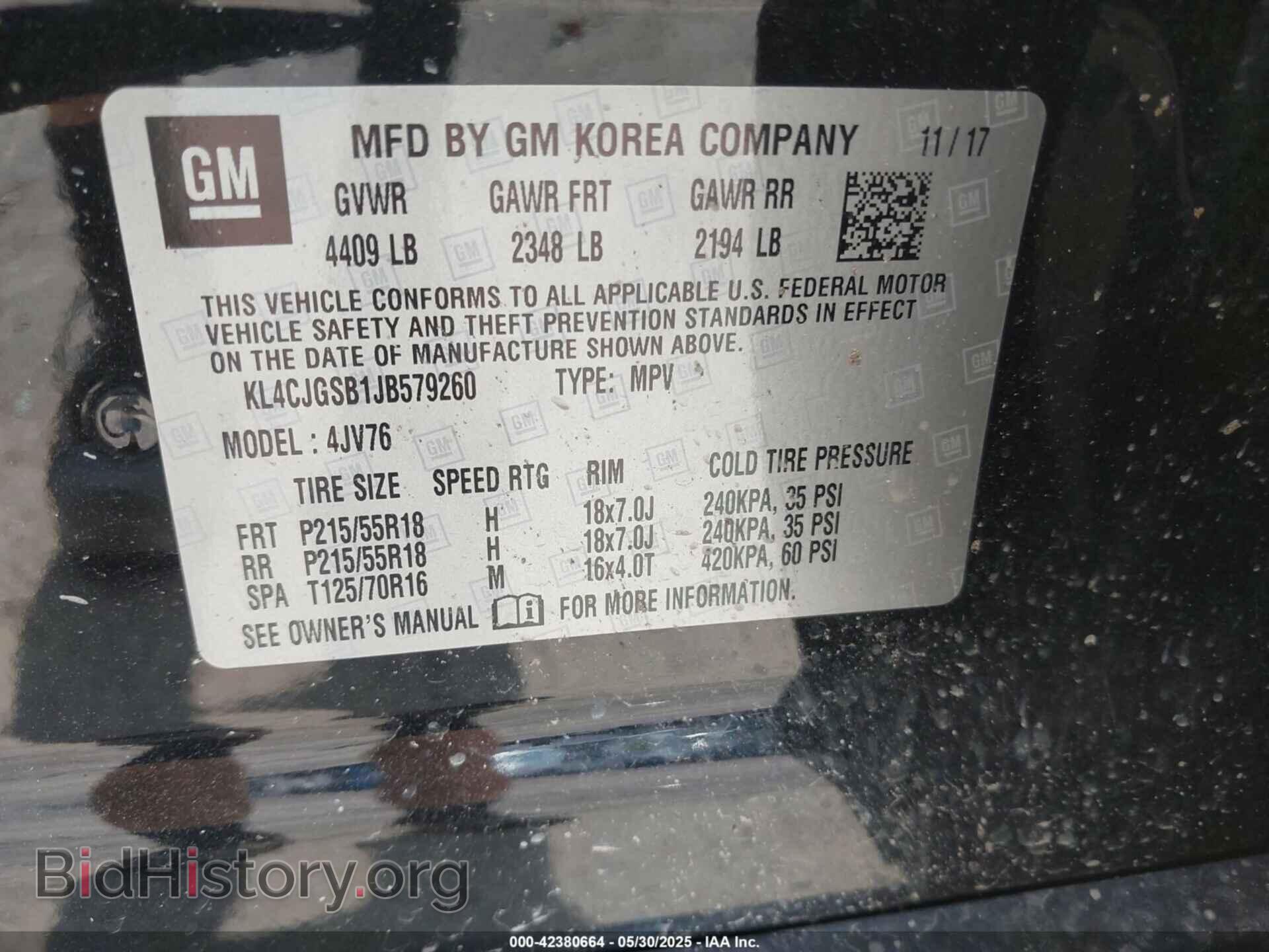 2018 BUICK ENCORE - VIN: KL4CJGSB1JB579260 - Фото 9