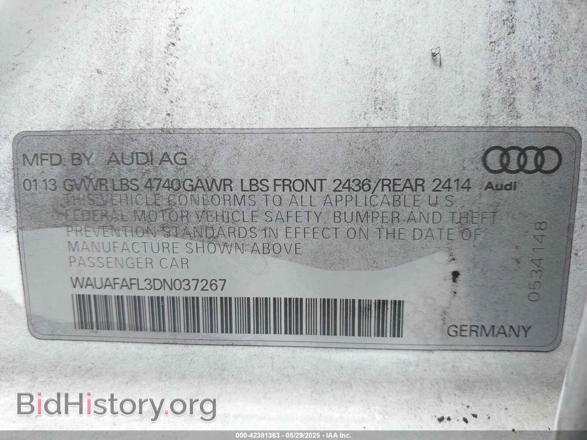 2013 AUDI A4 - VIN: WAUAFAFL3DN037267 - Фото 9