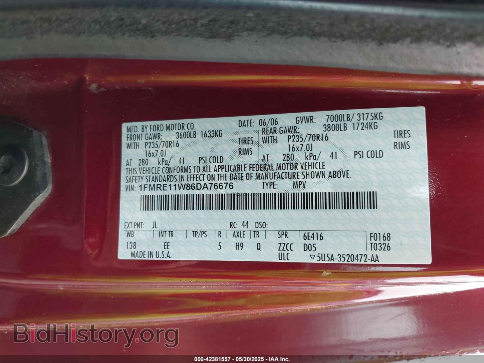2006 FORD E-150 - VIN: 1FMRE11W86DA76676 - Фото 9