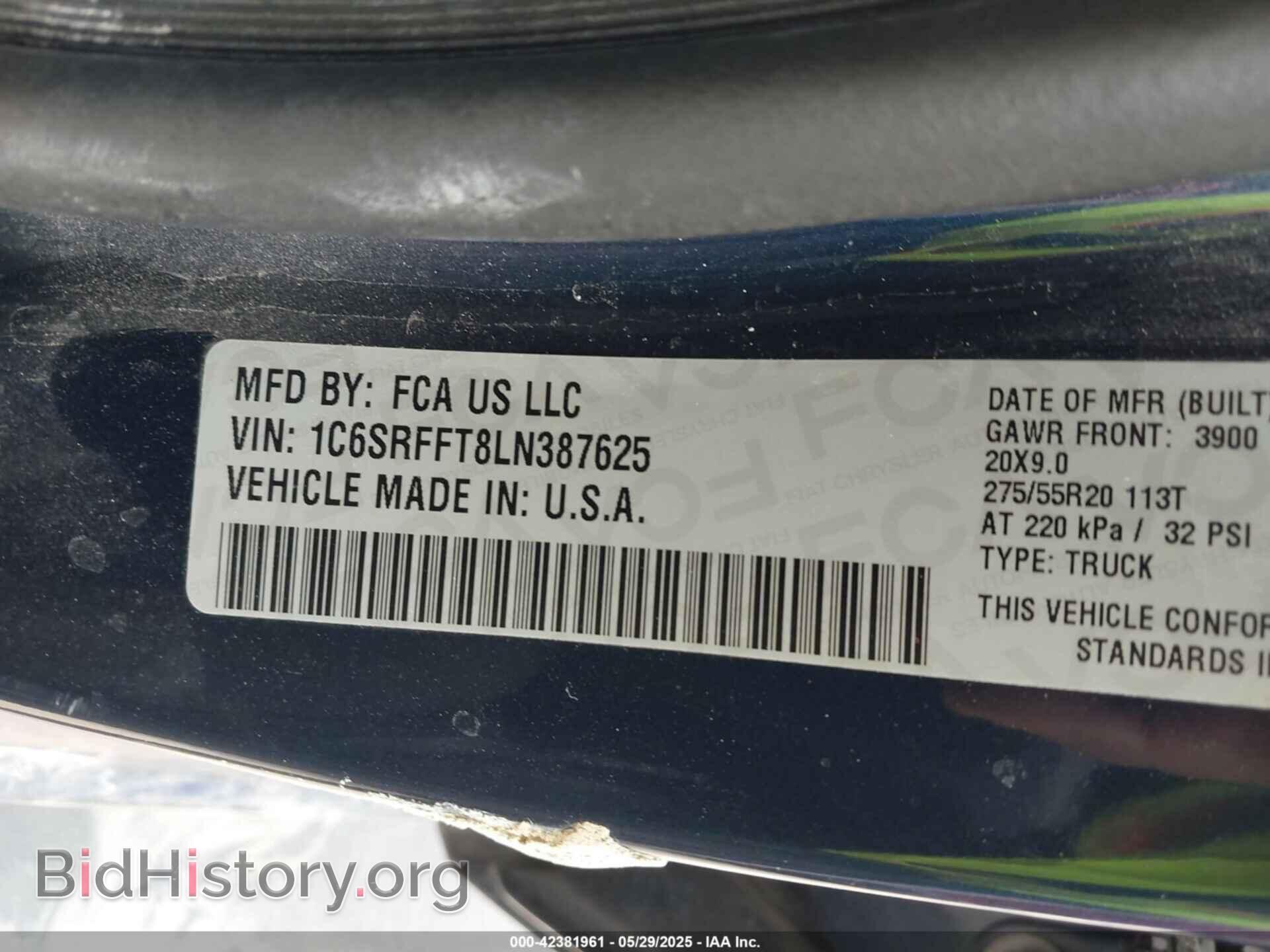 2020 RAM 1500 - VIN: 1C6SRFFT8LN387625 - Фото 9