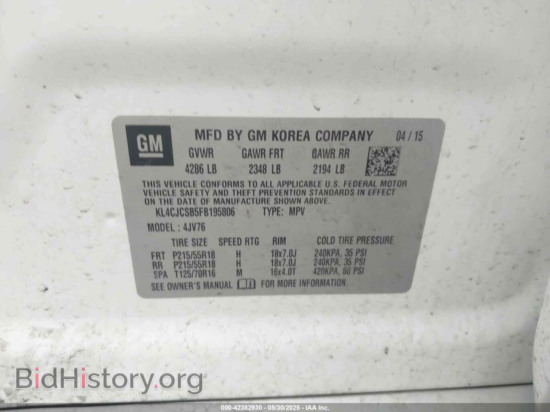 2015 BUICK ENCORE - VIN: KL4CJCSB5FB195806 - Photo 9