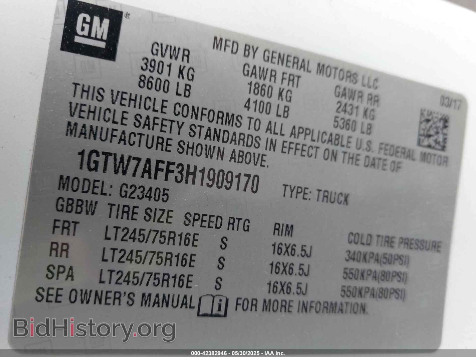 2017 GMC SAVANA 2500 - VIN: 1GTW7AFF3H1909170 - Фото 9
