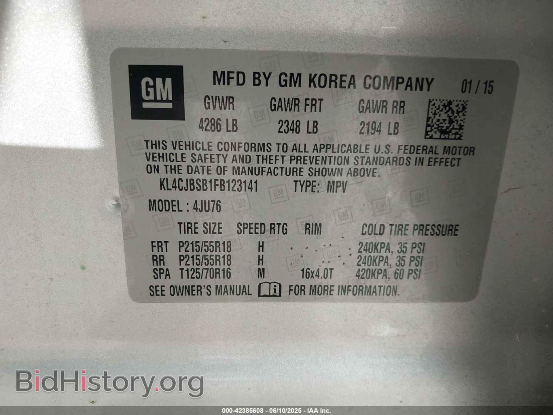 2015 BUICK ENCORE - VIN: KL4CJBSB1FB123141 - Photo 9
