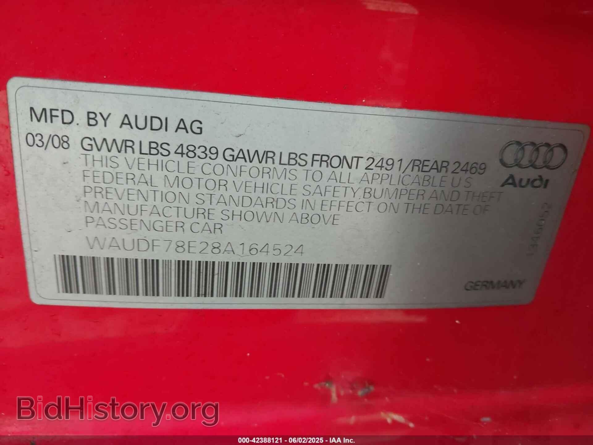 2008 AUDI A4 - VIN: WAUDF78E28A164524 - Фото 9