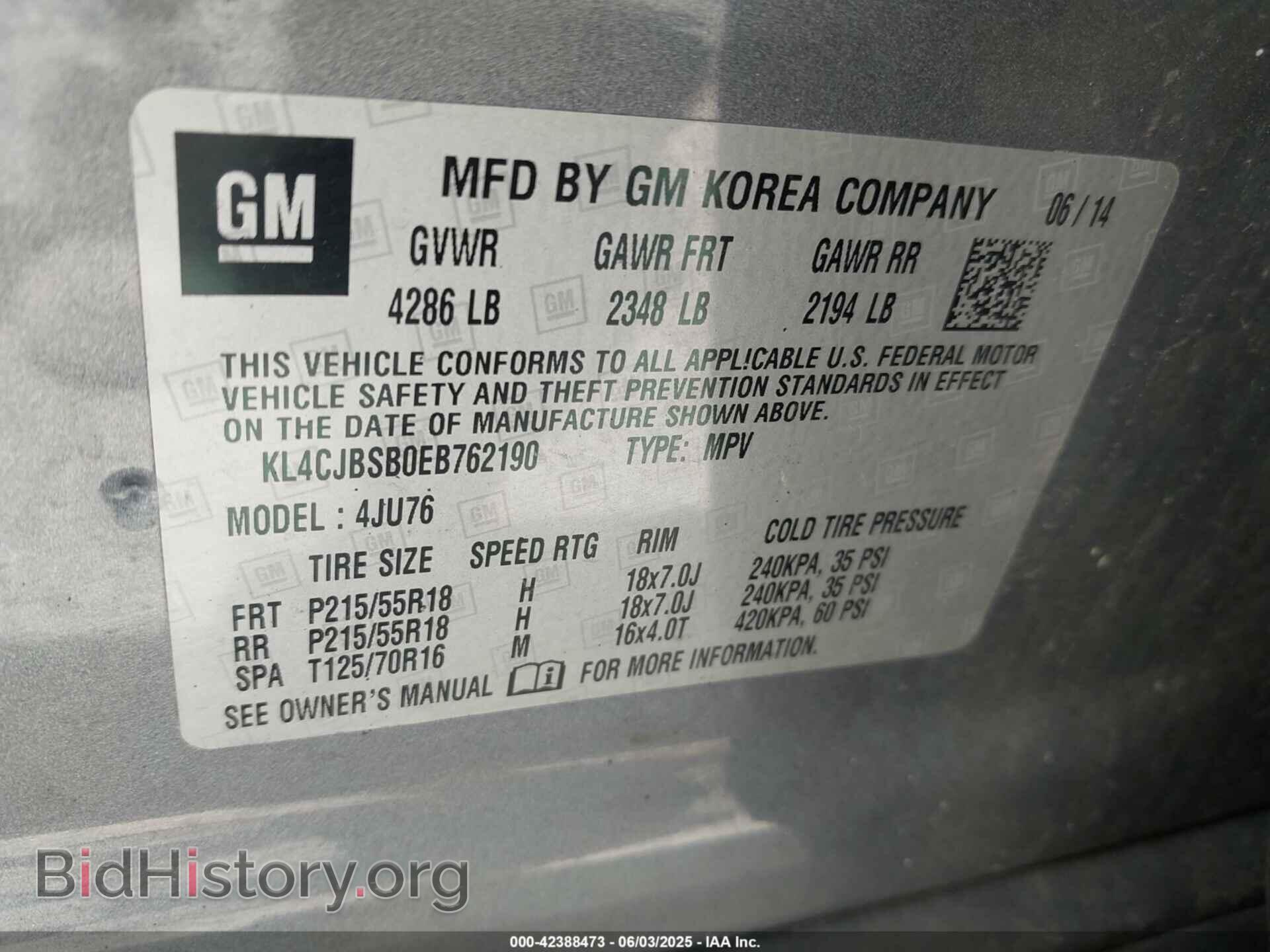 2014 BUICK ENCORE - VIN: KL4CJBSB0EB762190 - Photo 9