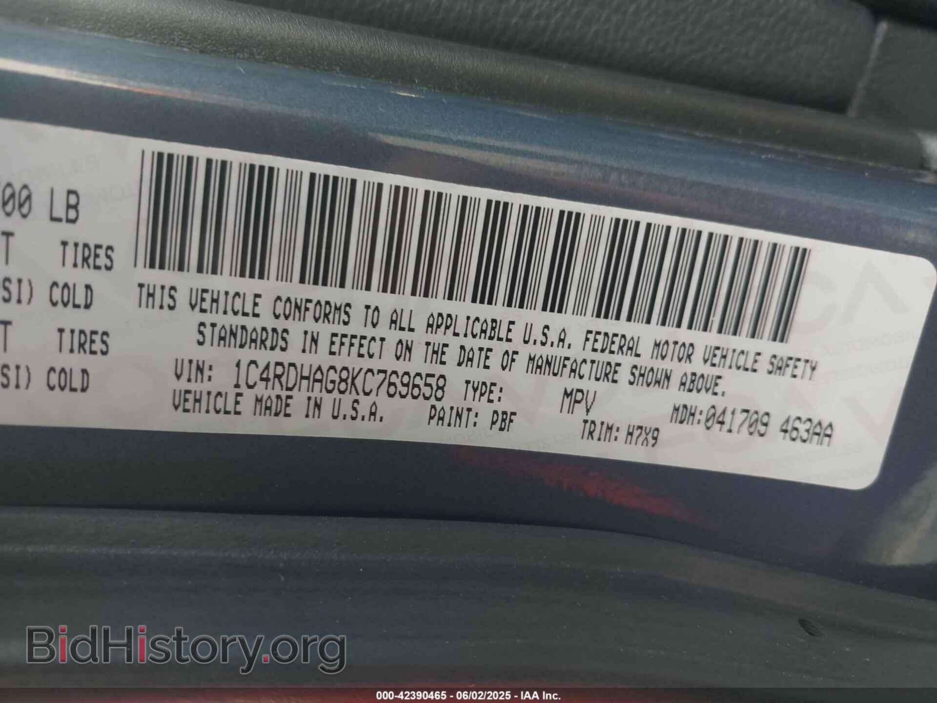 2019 DODGE DURANGO - VIN: 1C4RDHAG8KC769658 - Фото 9