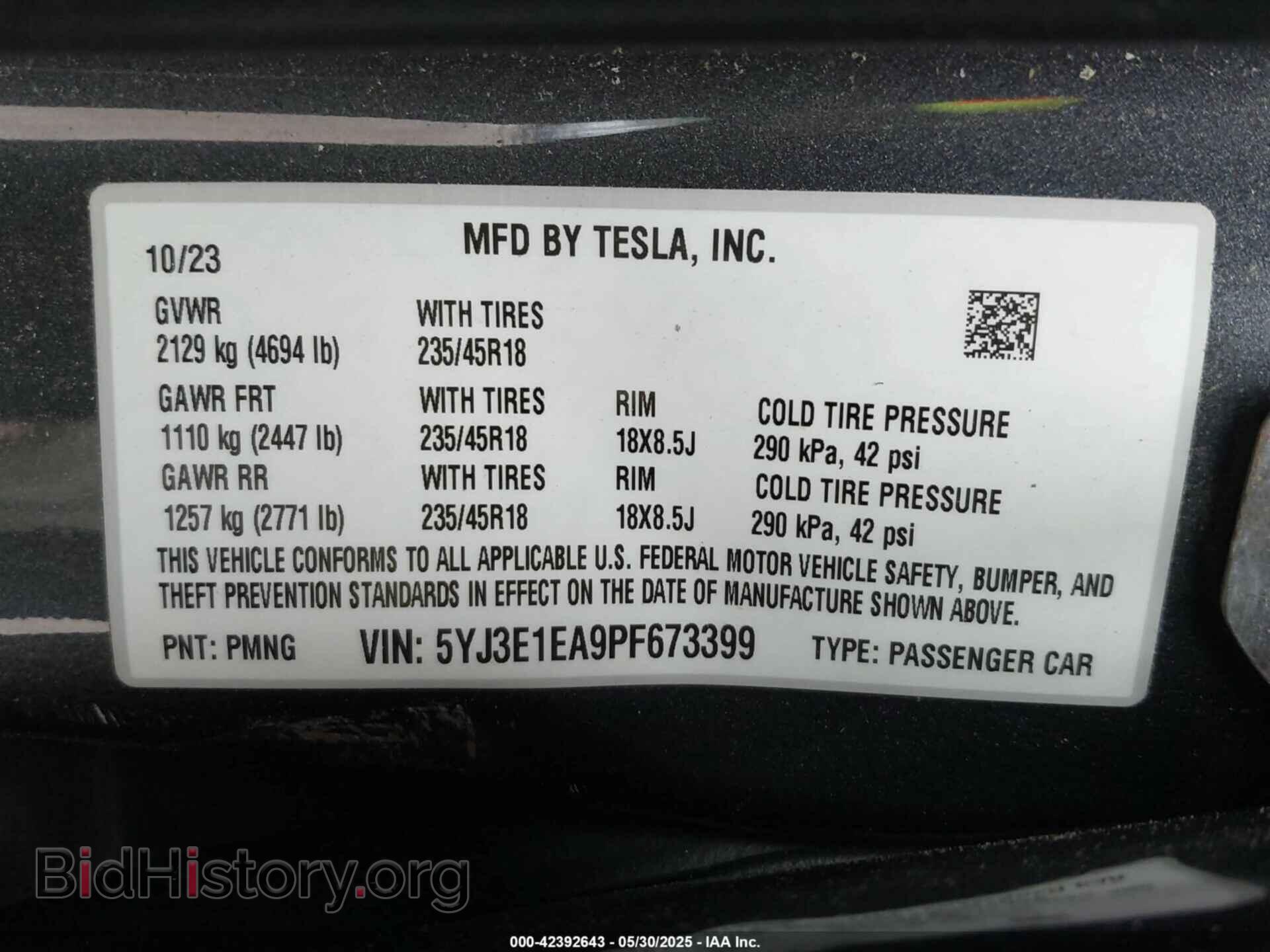 2023 TESLA MODEL 3 - VIN: 5YJ3E1EA9PF673399 - Фото 9