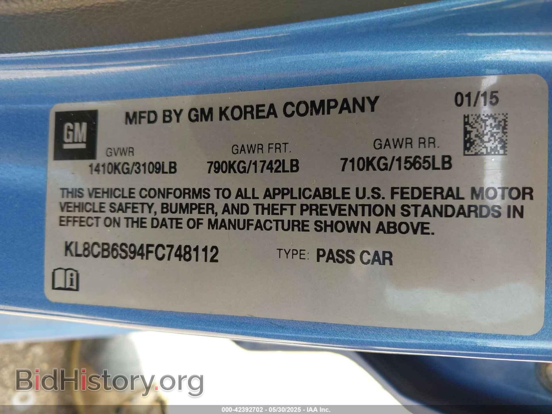 2015 CHEVROLET SPARK - VIN: KL8CB6S94FC748112 - Фото 9