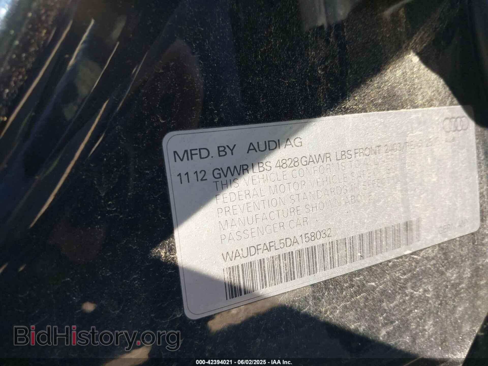 2013 AUDI A4 - VIN: WAUDFAFL5DA158032 - Фото 9