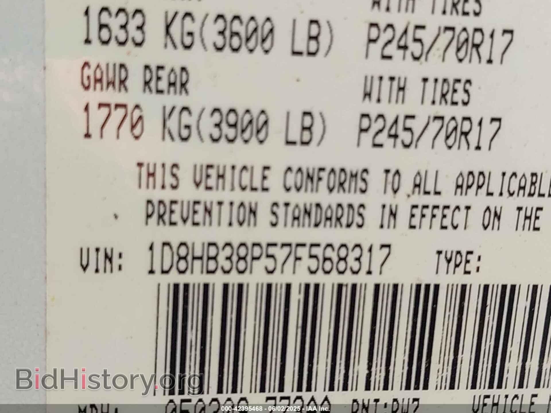 2007 DODGE DURANGO - VIN: 1D8HB38P57F568317 - Photo 9