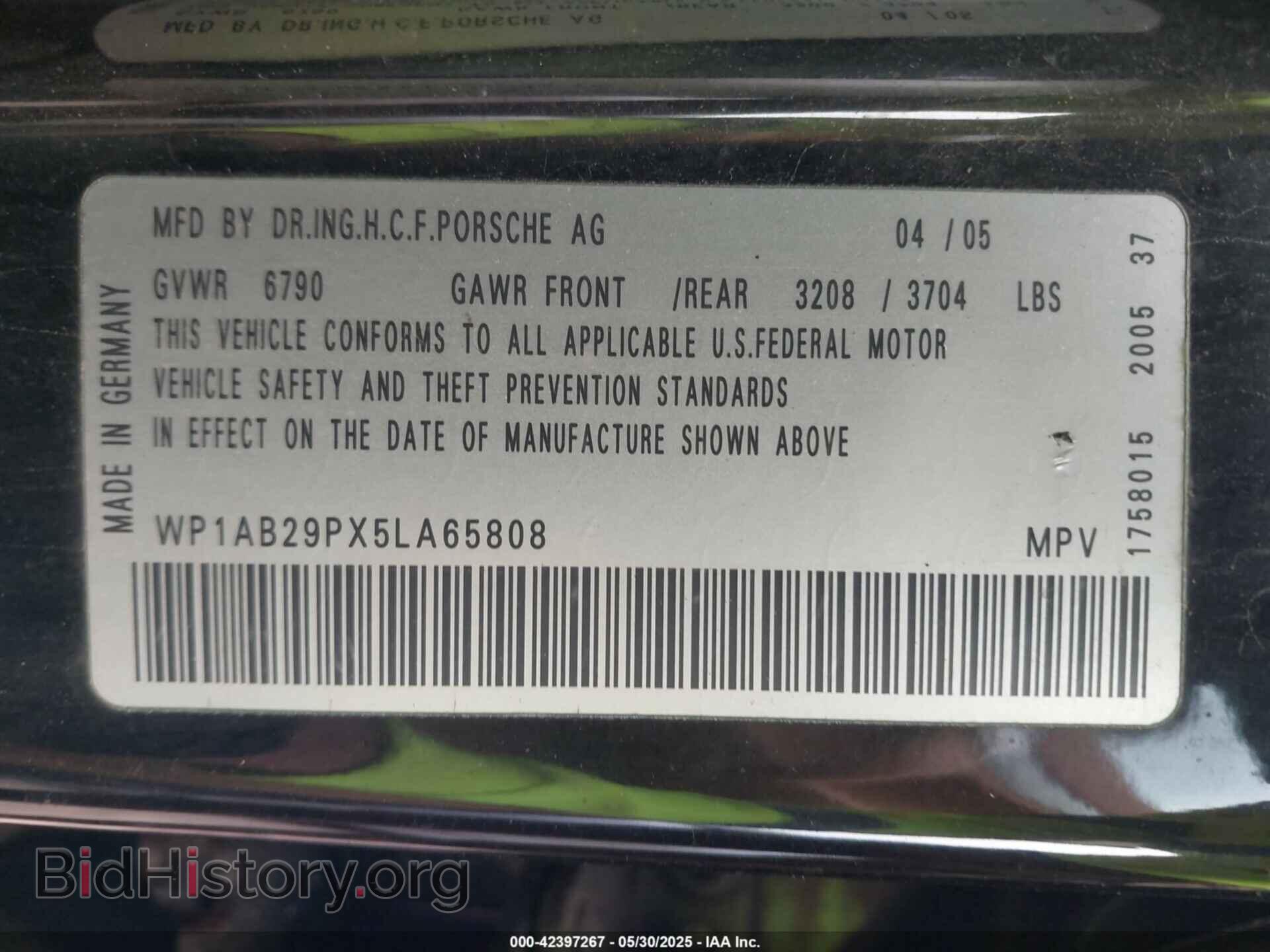 2005 PORSCHE CAYENNE - VIN: WP1AB29PX5LA65808 - Фото 9