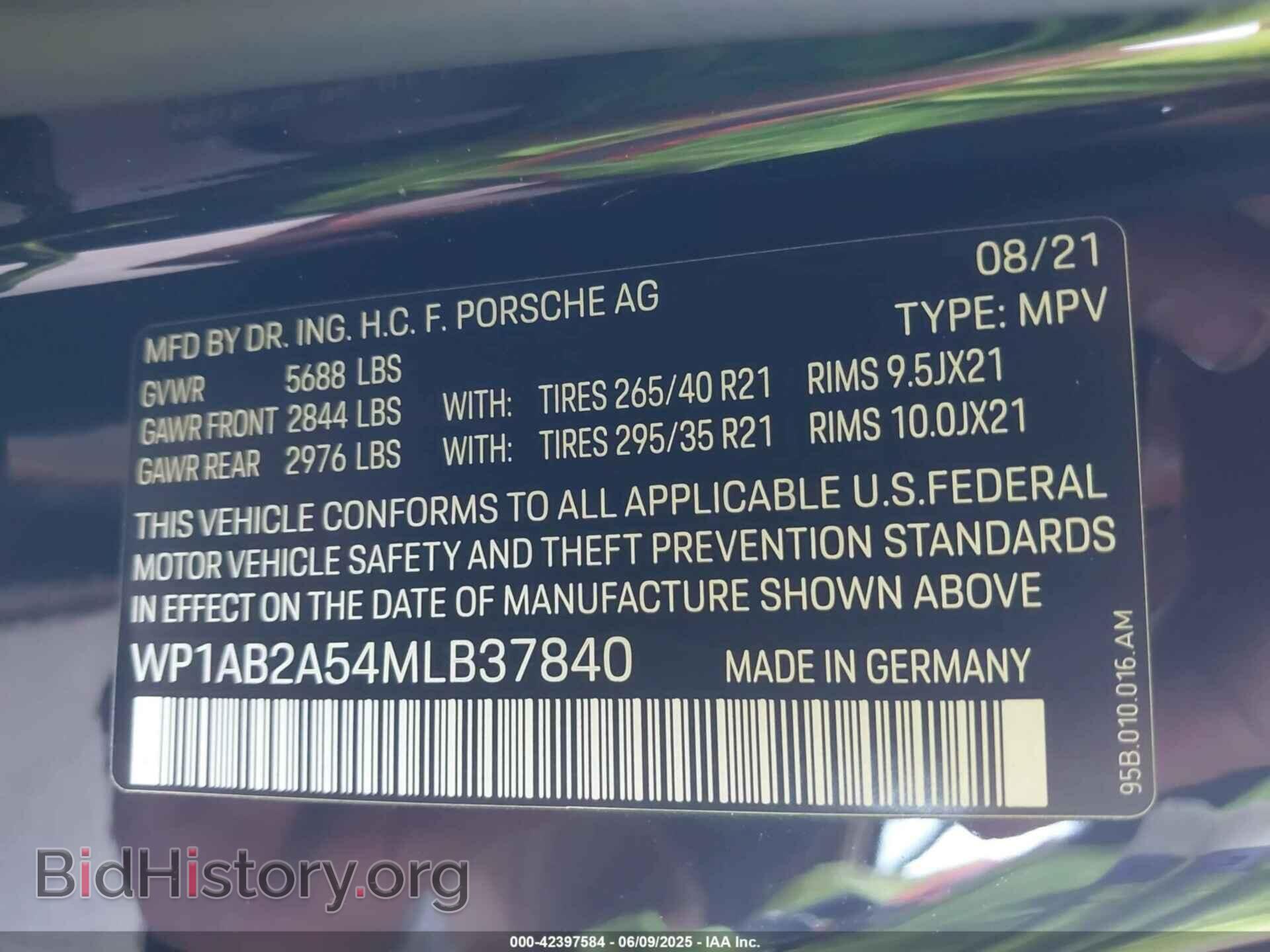 2021 PORSCHE MACAN - VIN: WP1AB2A54MLB37840 - Фото 9