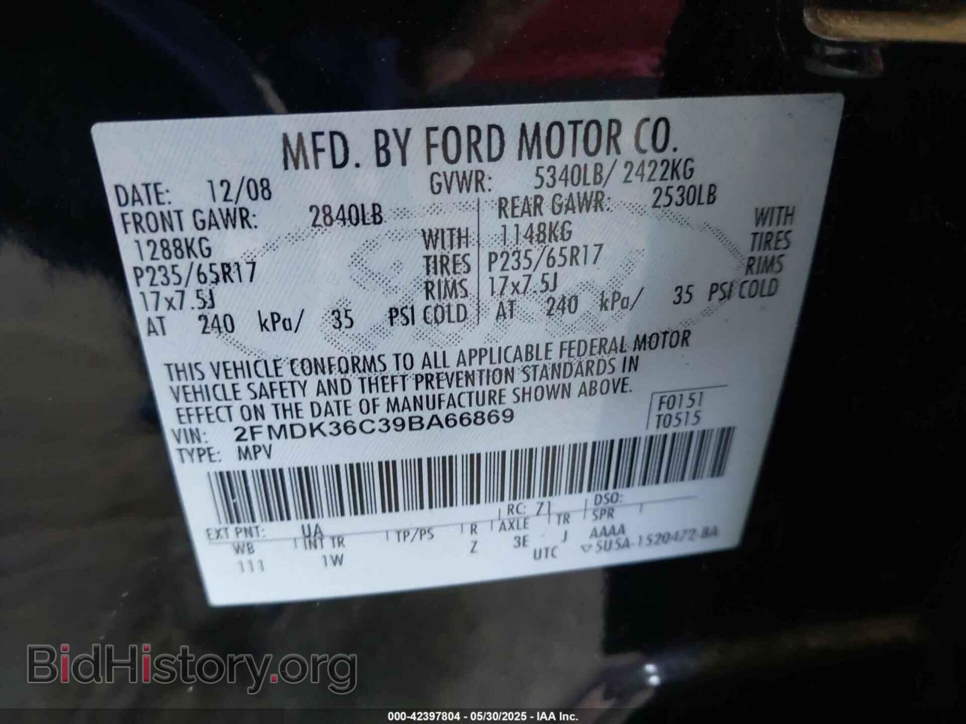 2009 FORD EDGE - VIN: 2FMDK36C39BA66869 - Фото 9