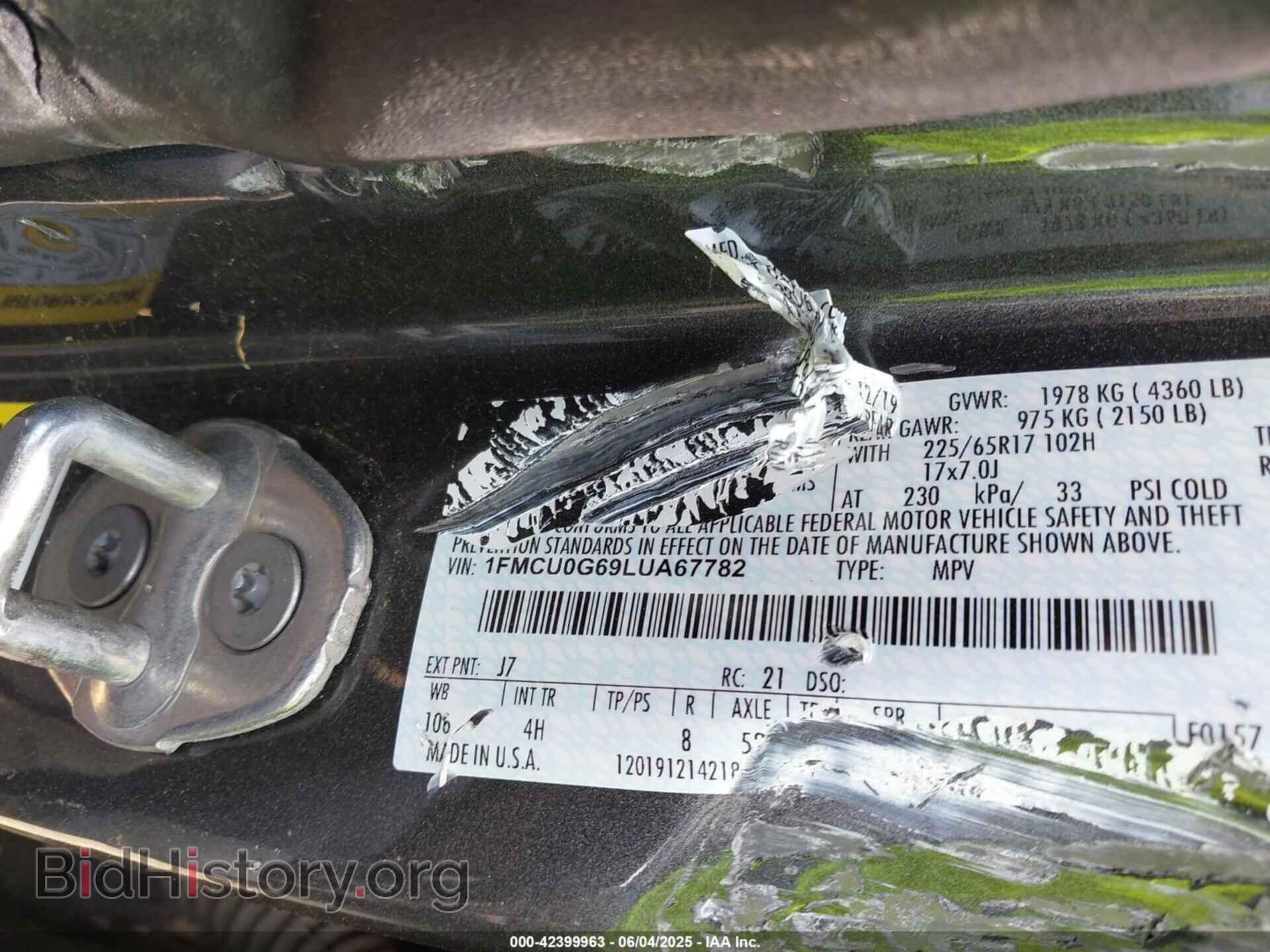 2020 FORD ESCAPE - VIN: 1FMCU0G69LUA67782 - Фото 9