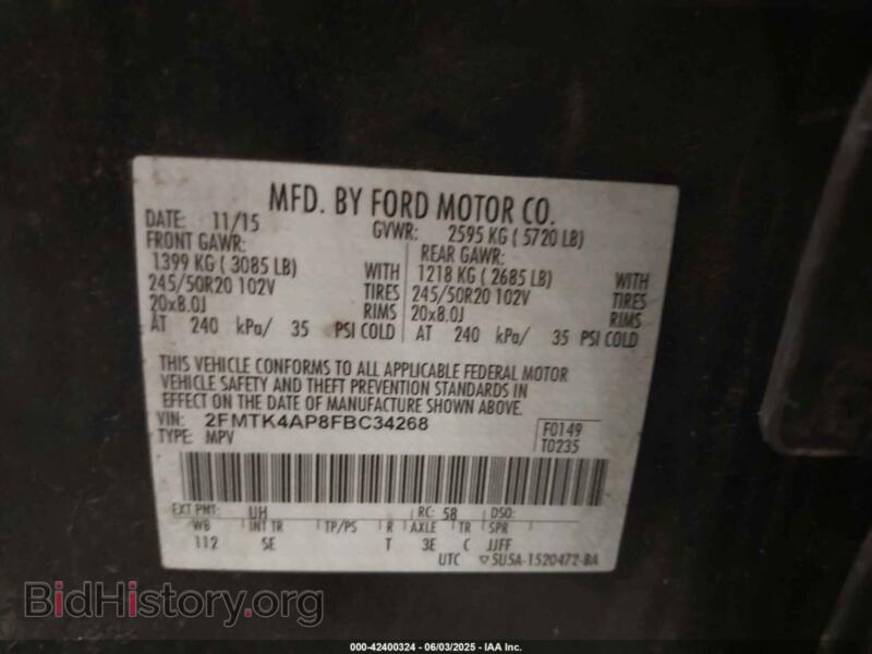 2015 Ford EDGE (VIN 2FMTK4AP8FBC34268) — фото 9 из 18