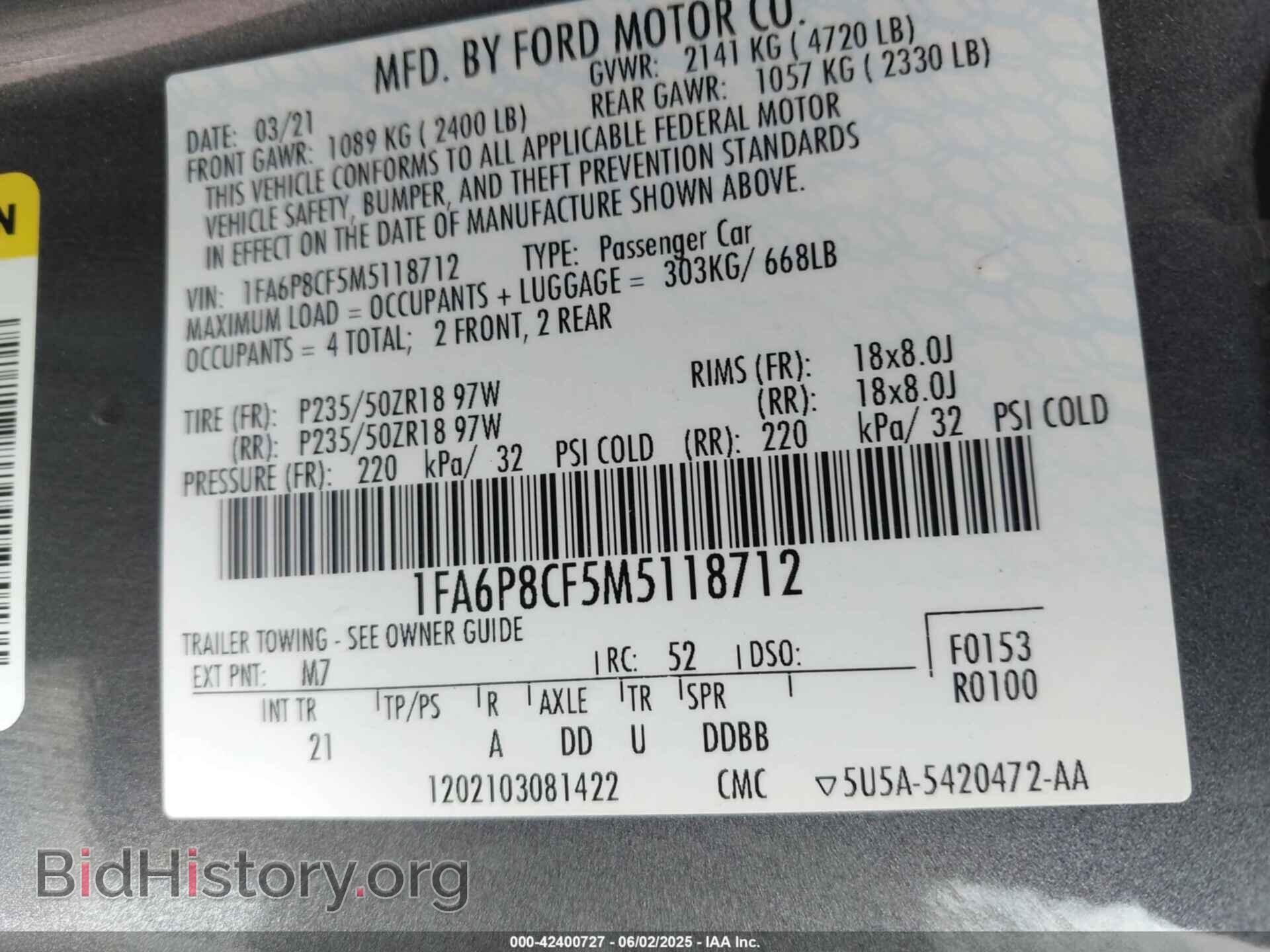 2021 FORD MUSTANG - VIN: 1FA6P8CF5M5118712 - Фото 9