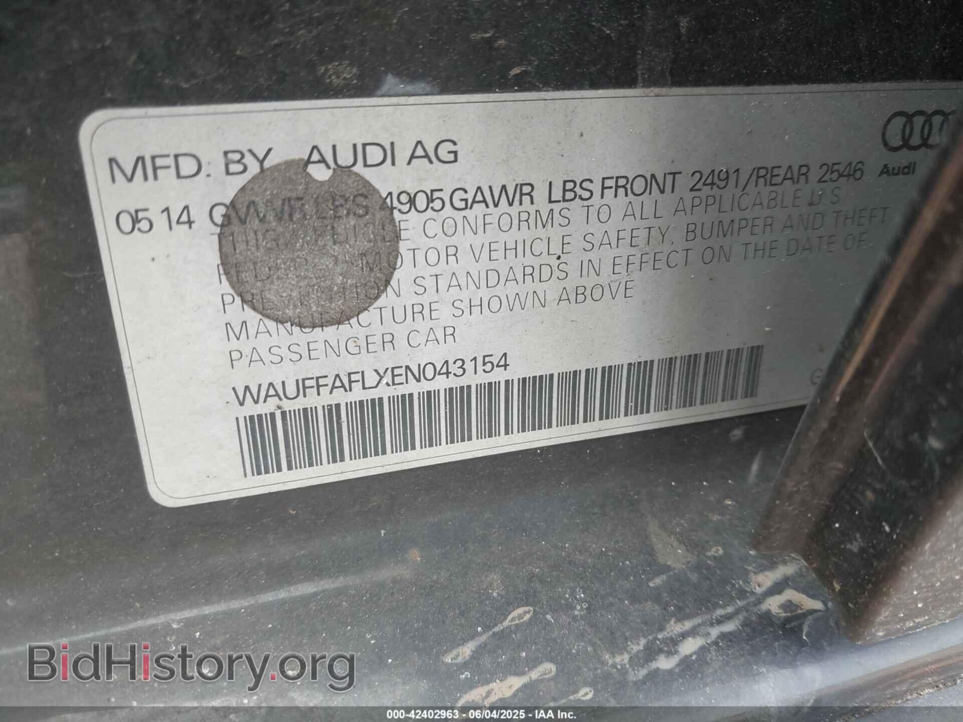 2014 AUDI A4 - VIN: WAUFFAFLXEN043154 - Фото 9