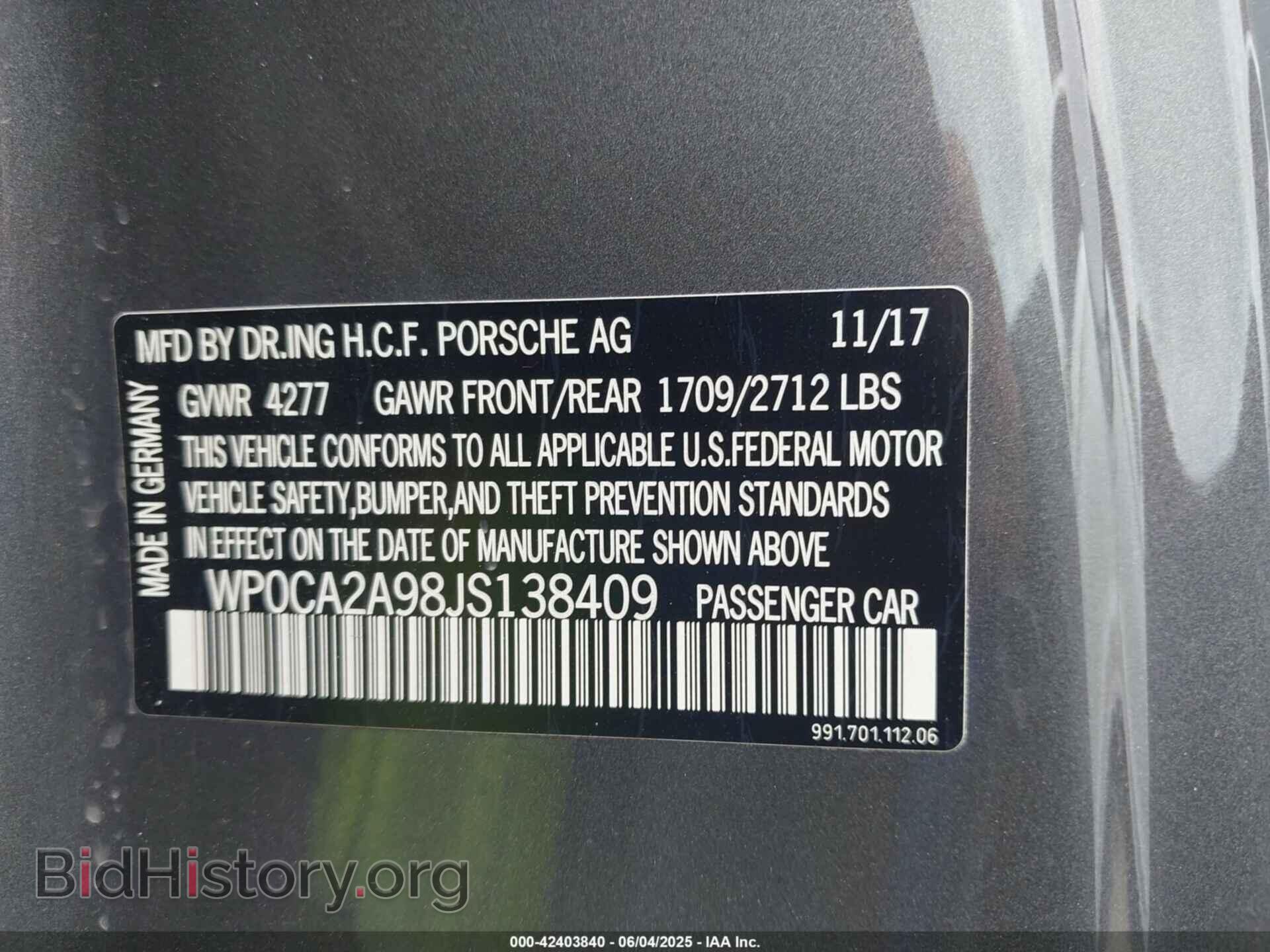2018 PORSCHE 911 - VIN: WP0CA2A98JS138409 - Фото 9