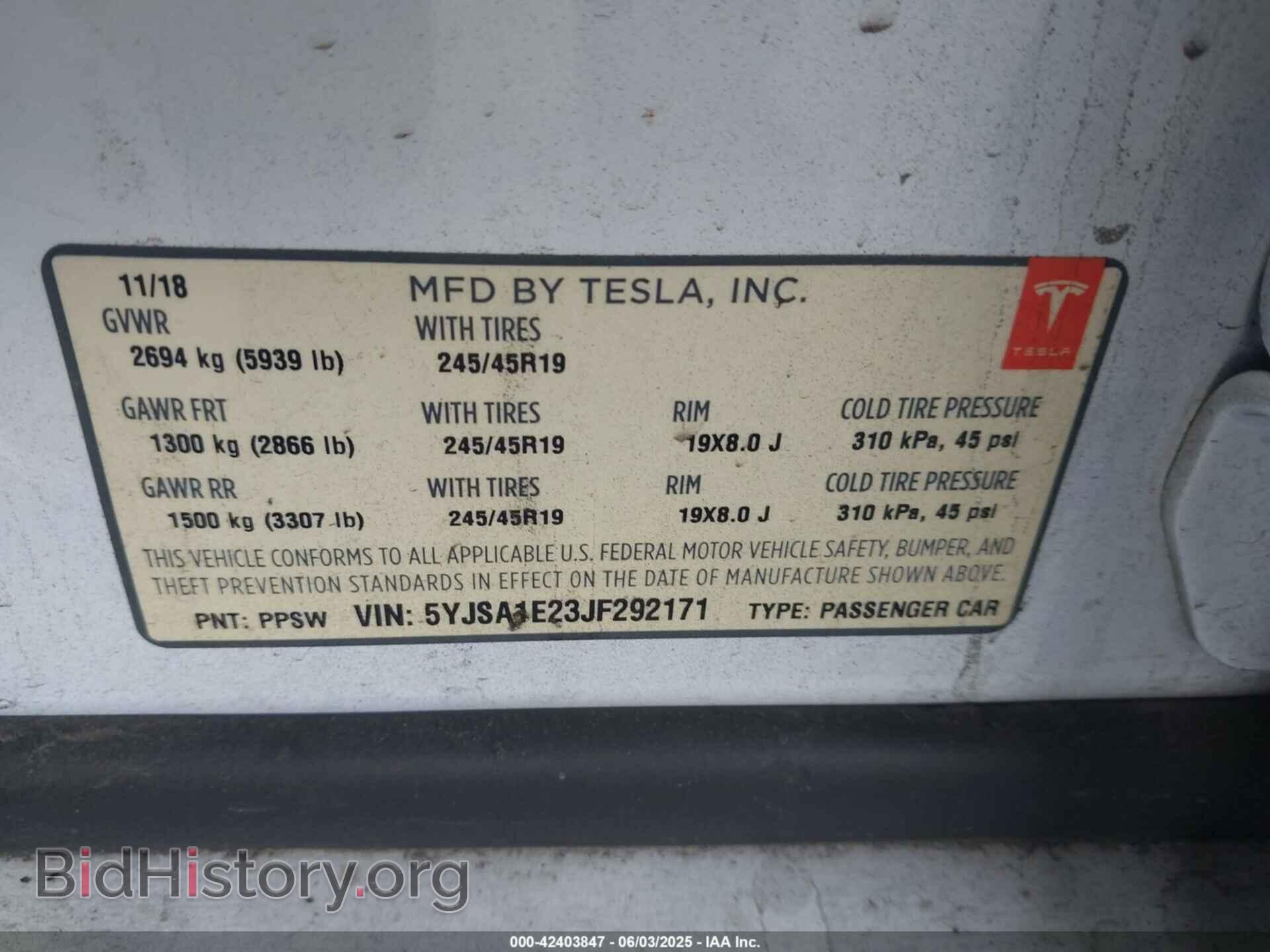 2018 TESLA MODEL S - VIN: 5YJSA1E23JF292171 - Photo 9