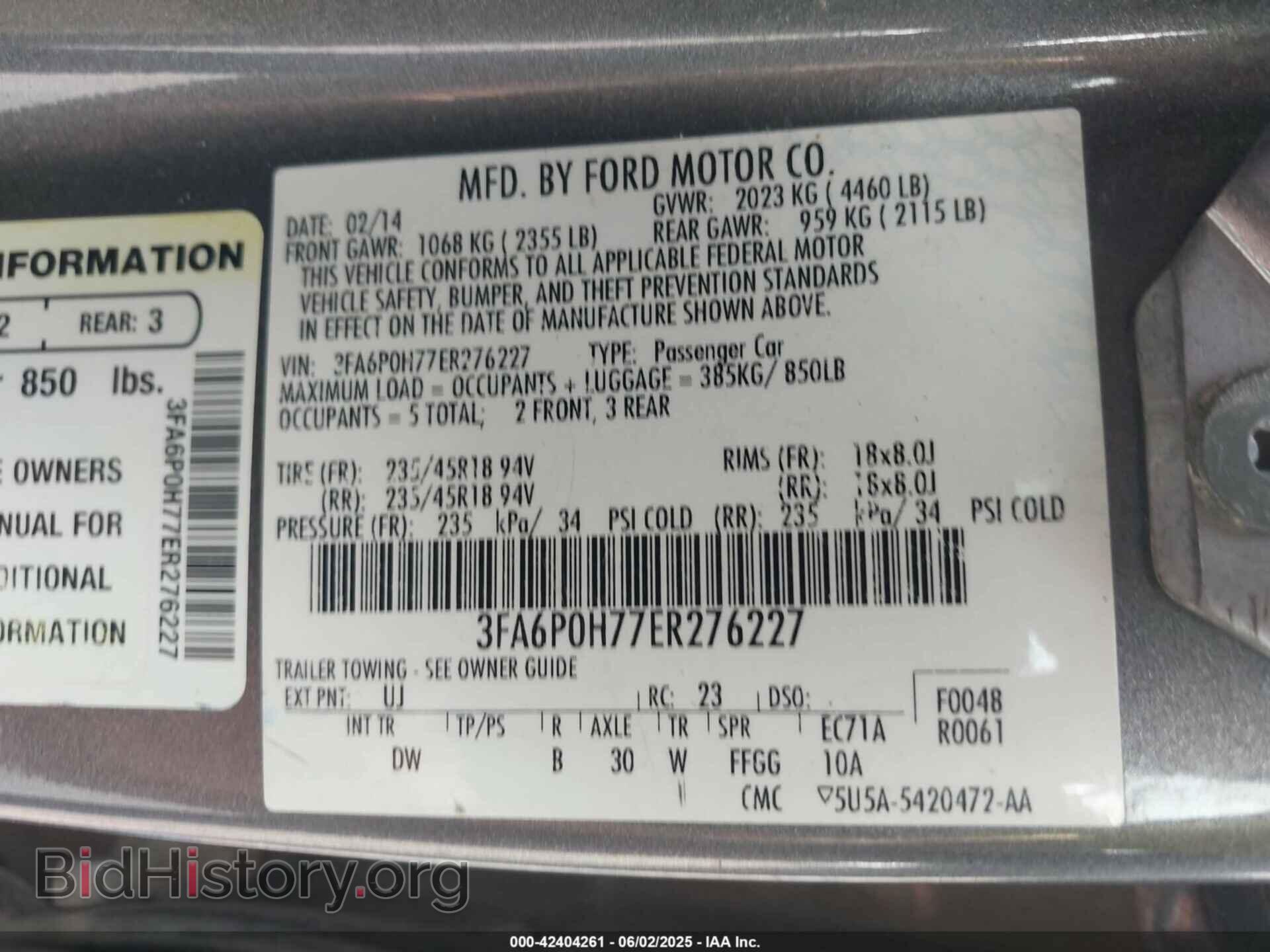 2014 FORD FUSION - VIN: 3FA6P0H77ER276227 - Фото 9