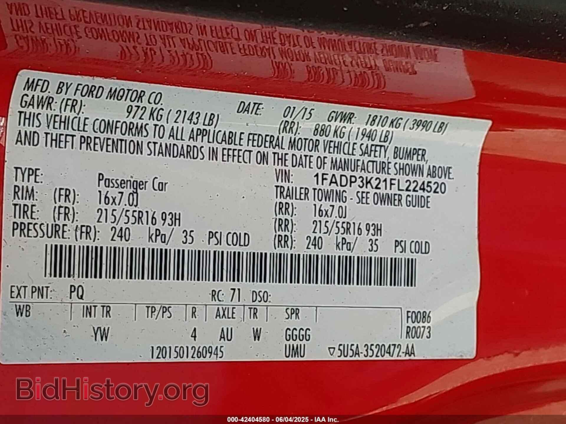 2015 FORD FOCUS - VIN: 1FADP3K21FL224520 - Фото 9