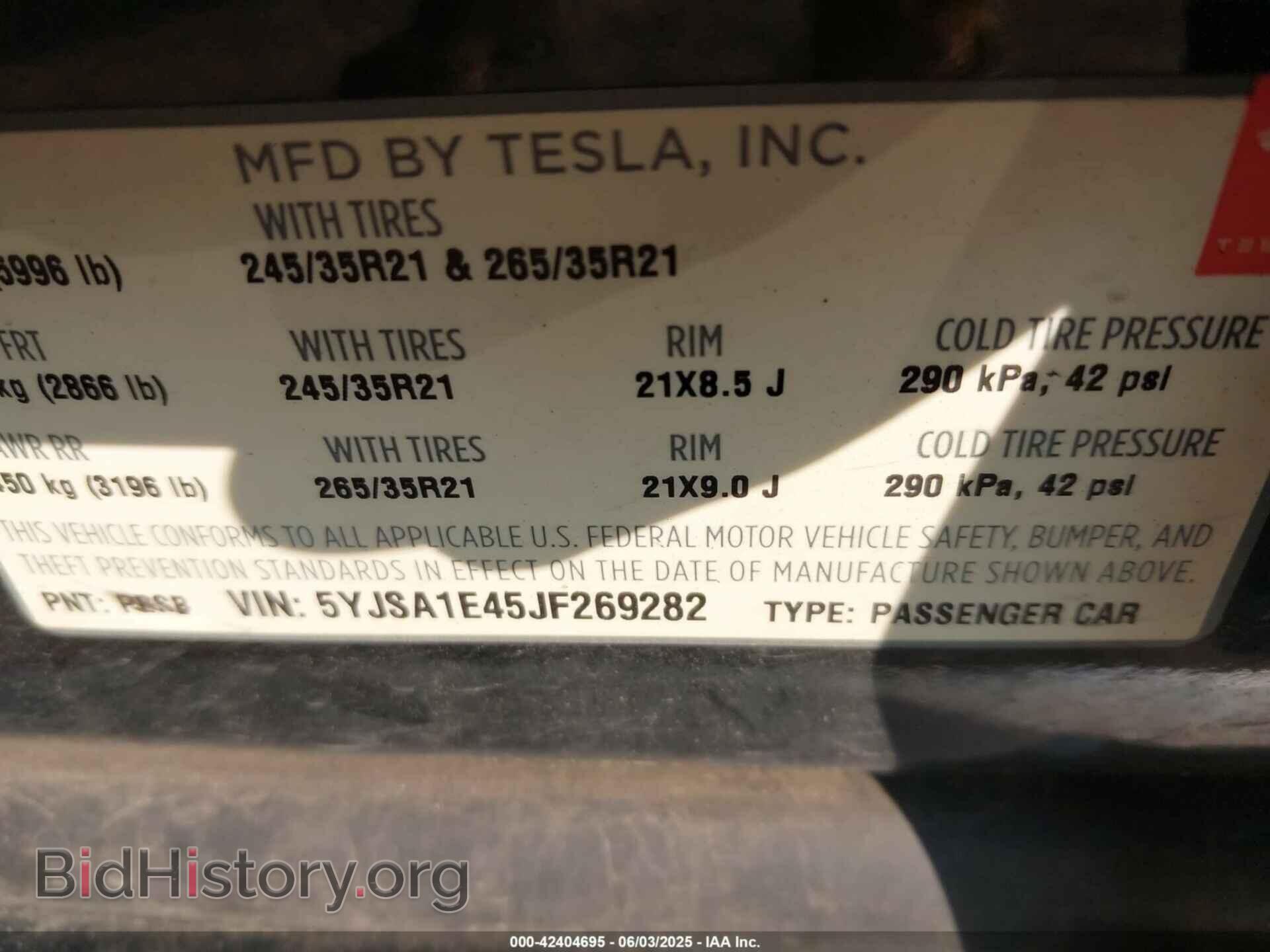 2018 TESLA MODEL S - VIN: 5YJSA1E45JF269282 - Photo 9