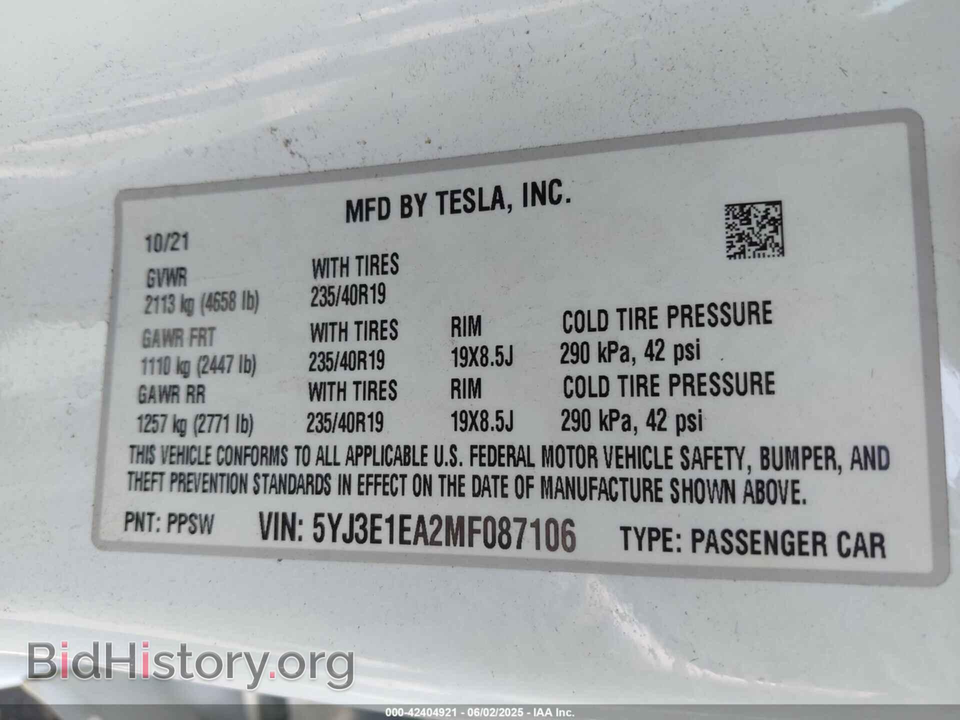 2021 TESLA MODEL 3 - VIN: 5YJ3E1EA2MF087106 - Фото 9