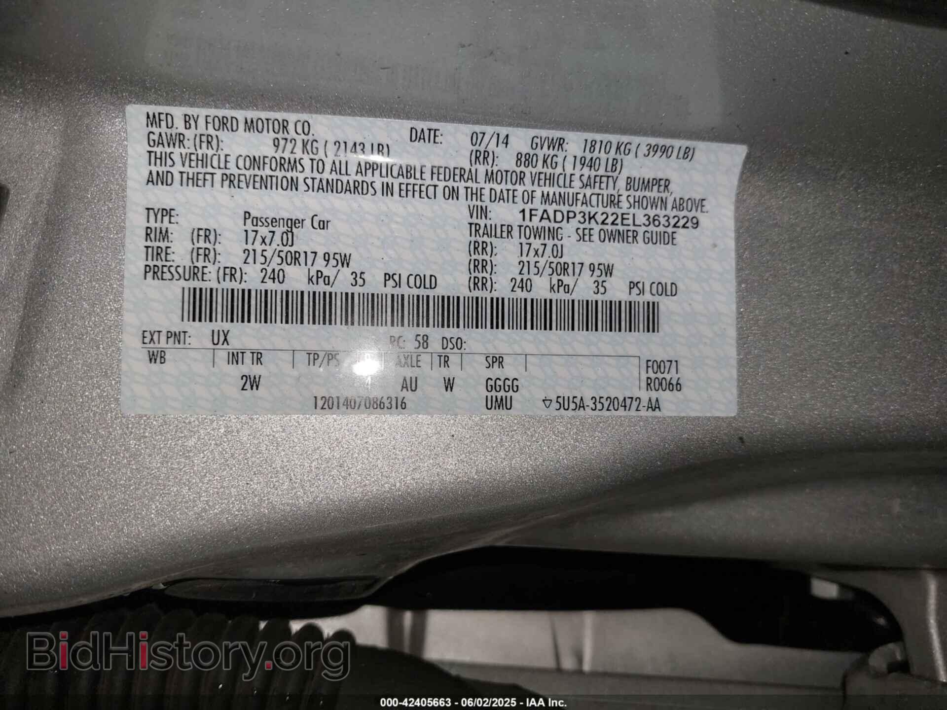 2014 FORD FOCUS - VIN: 1FADP3K22EL363229 - Photo 9