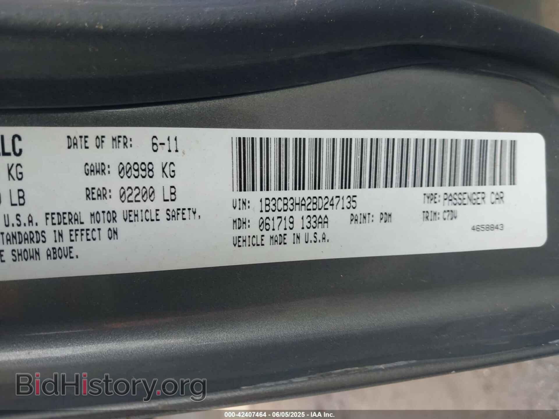 2011 DODGE CALIBER - VIN: 1B3CB3HA2BD247135 - Фото 9