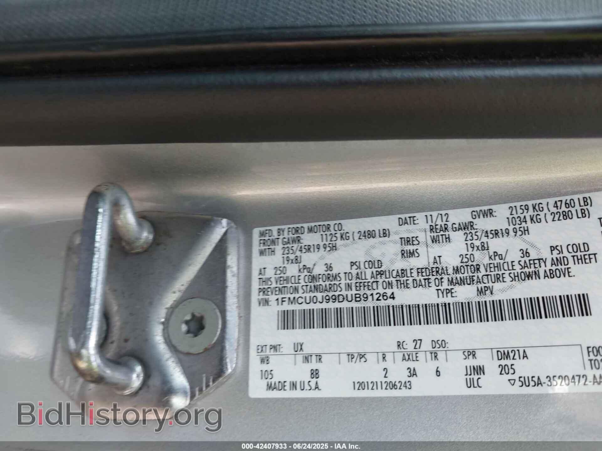 2013 FORD ESCAPE - VIN: 1FMCU0J99DUB91264 - Фото 9